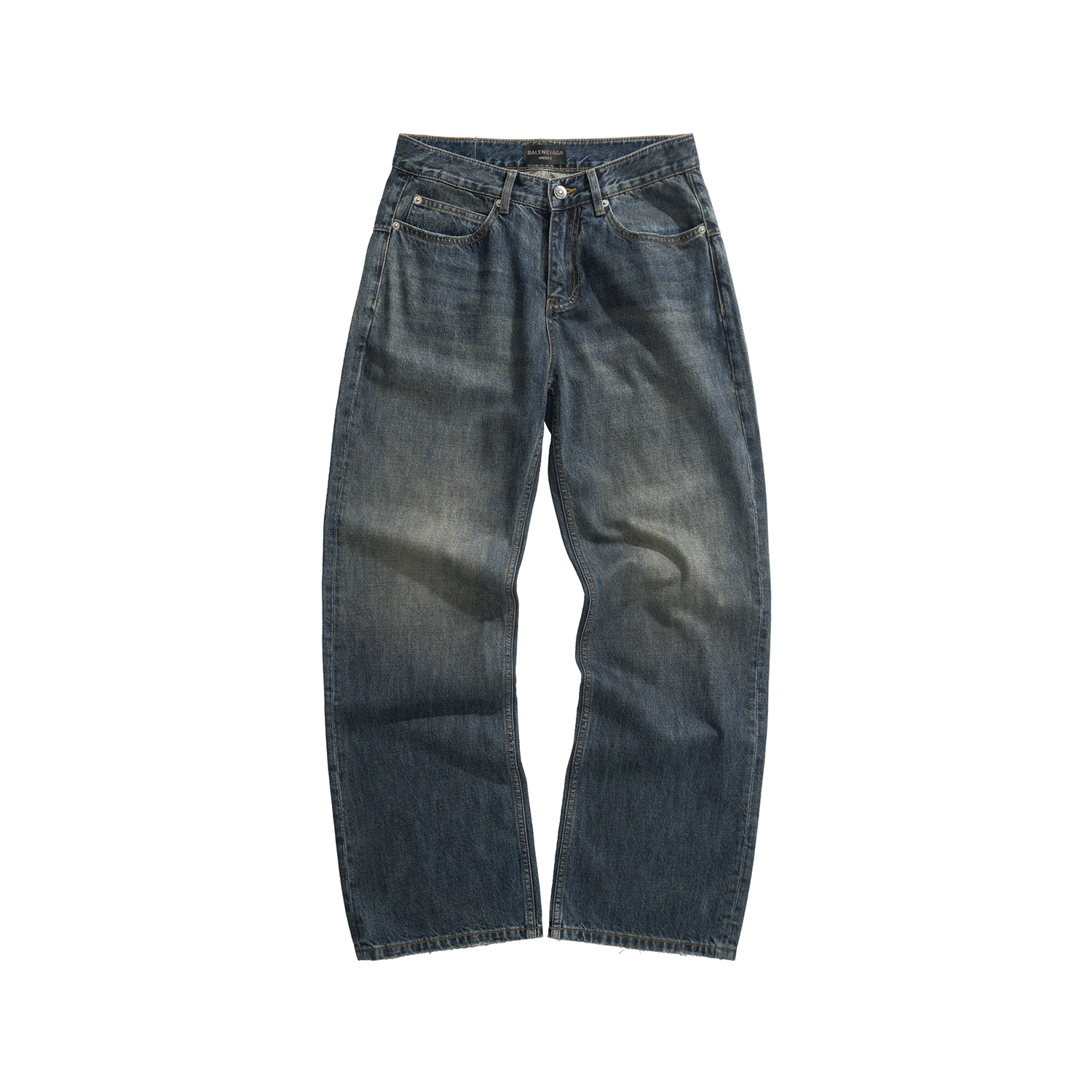 NIGO Balenciaga Men's Spring And Summer Blue Cotton Fitted Low Waist Denim Pants Fashion High Street Trend Straight Wide Leg Casual Trousers Ngvp #nigo1719