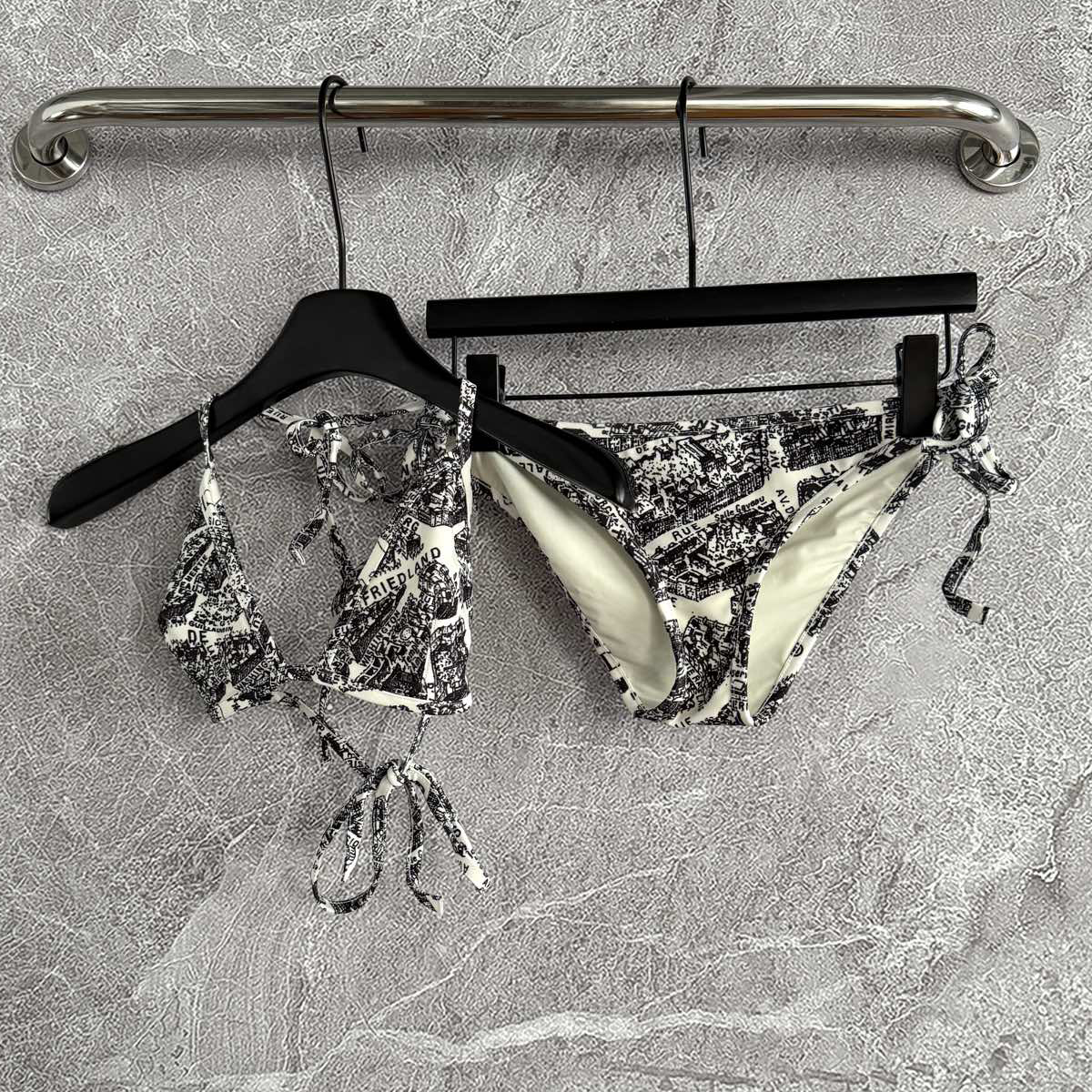 NIGO Dior Women's Summer Black and White Map Print Casual Beach Bikini Set #nigo77252