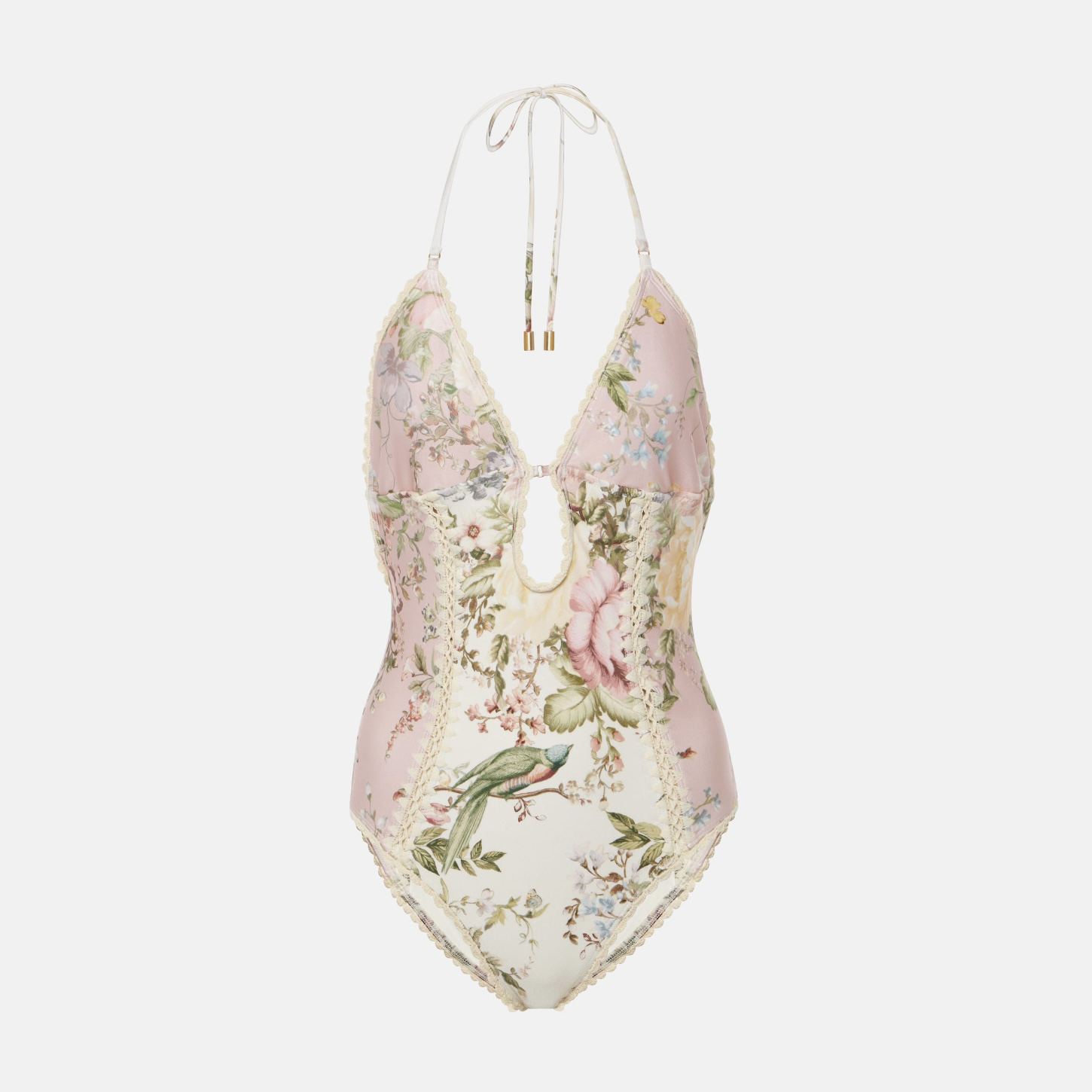 NIGO Zimmermann Women's Summer Deep V-neck Floral Pattern Printed Strapless One-piece Swimsuit #nigo77289