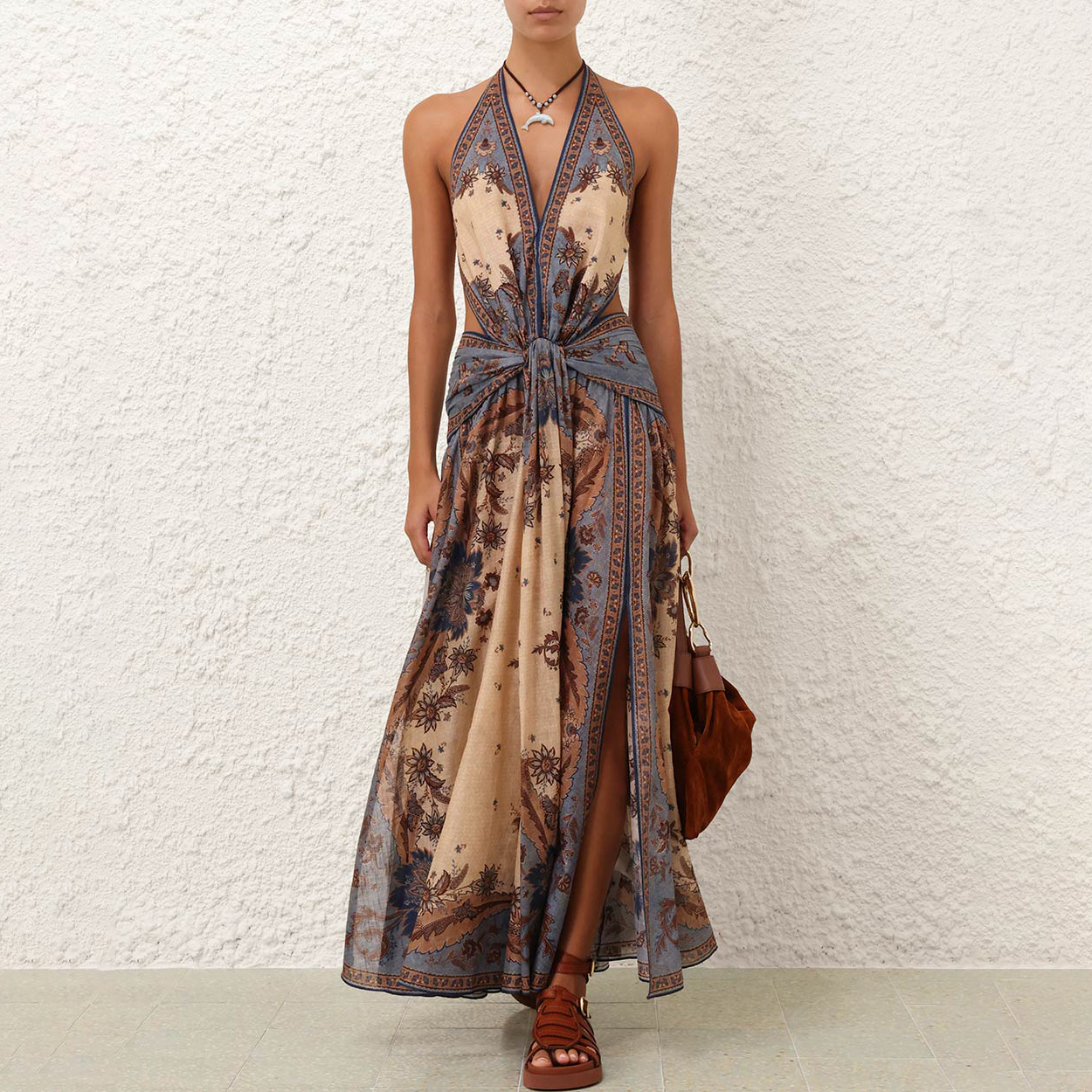 NIGO Zimmermann Women's Floral Print Deep V-neck Cotton Spaghetti Strap Dress #nigo77264