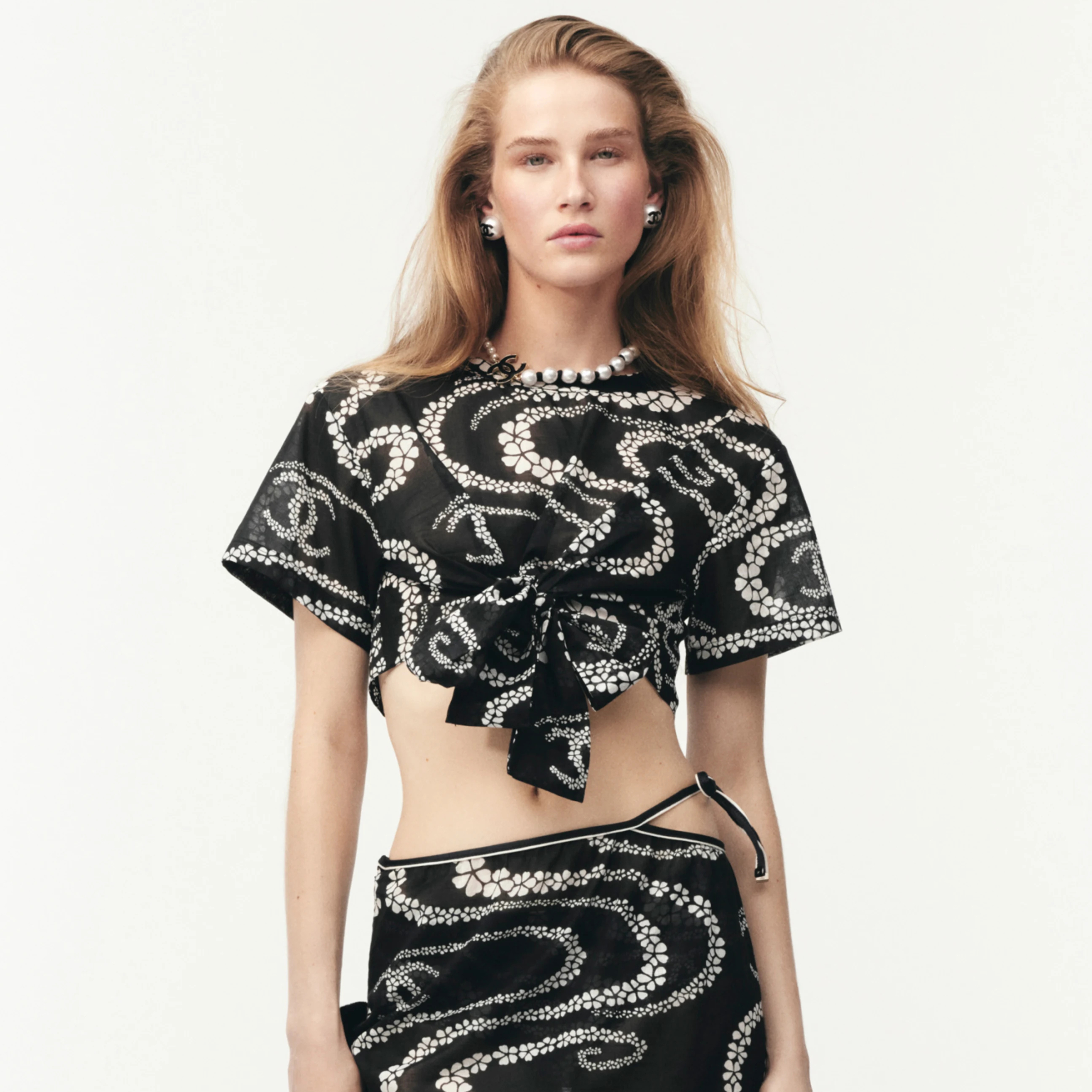 NIGO Chanel Women's CoCo Beach Round Neck Logo Print Summer Cotton Tie Short Sleeve Top T-Shirt #nigo77269