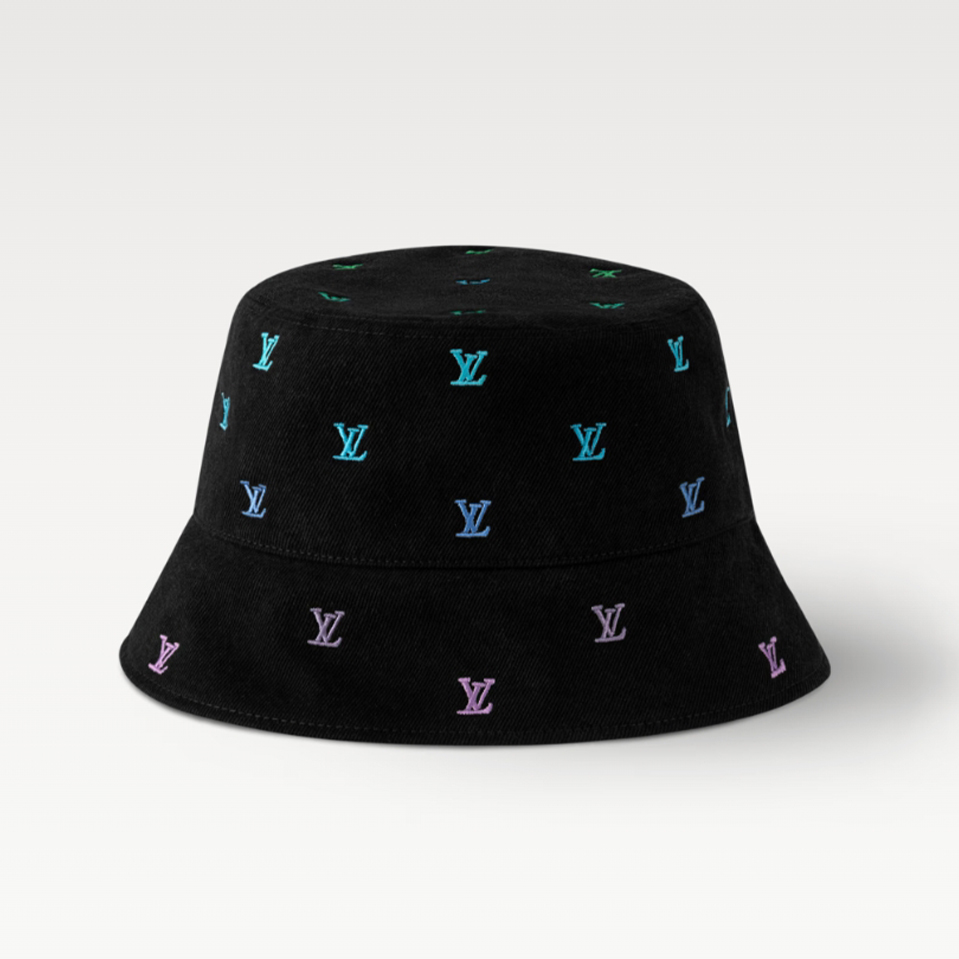 NIGO Louis Vuitton Men's LV Blason Shading Denim Embroidered Solid Color Cotton Reversible Fisherman'S Hat #nigo77276