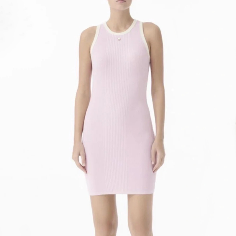 NIGO Chanel Women's CoCo Beach Summer Round Neck Pullover Sleeveless Colorblocking Cotton Knit Dresses #nigo77267