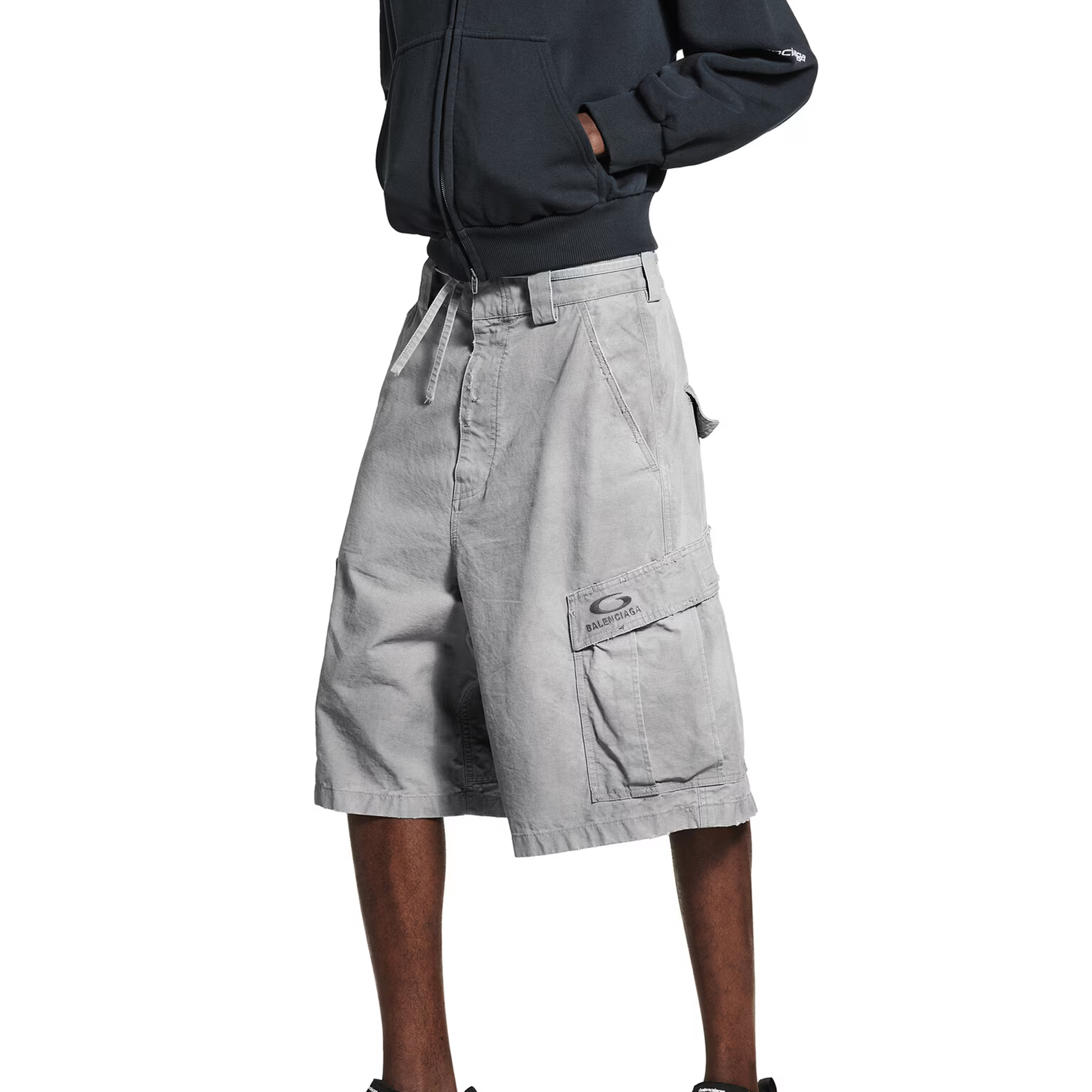 NIGO Balenciaga Men's Summer Do-Over Multi-Pocket High Street Solid Color Loose Cotton Work Shorts #nigo77274