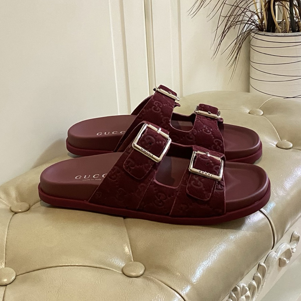 NIGO Gucci Women's Summer Solid Color Suede Letter Print Sandals Shoes #nigo77296