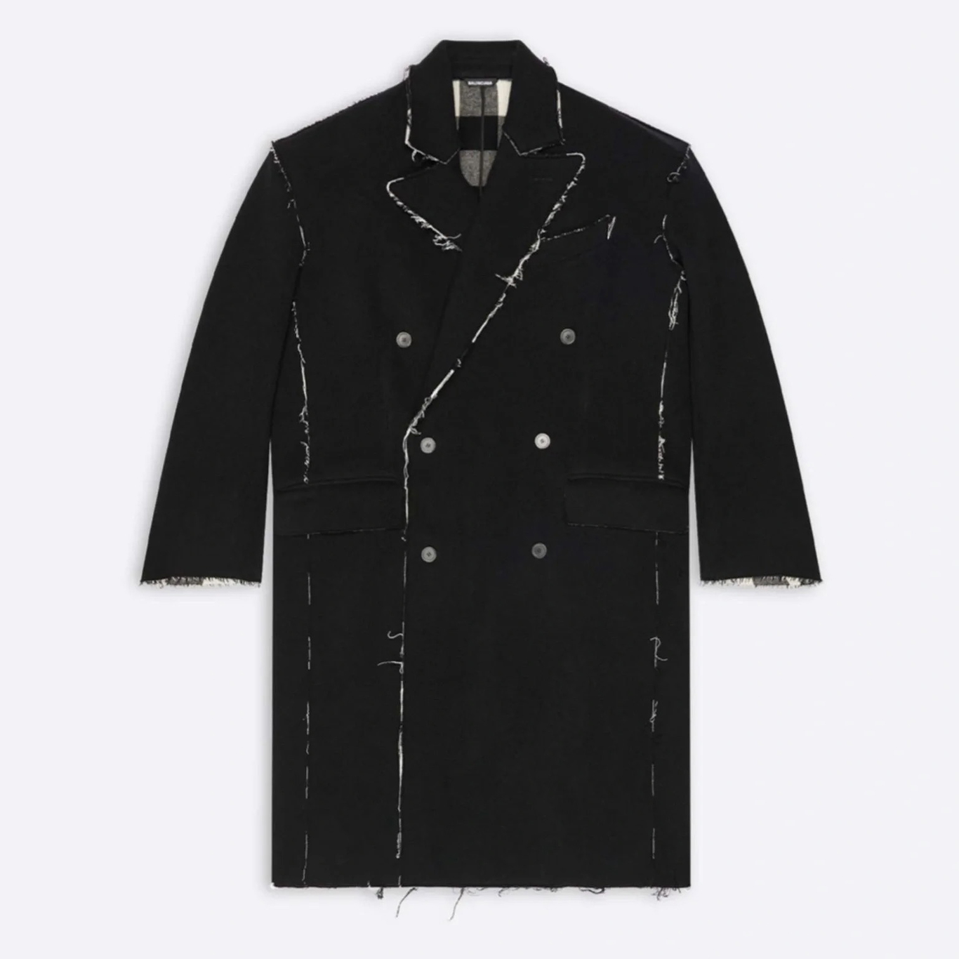 NIGO Balenciaga Men's Women's Spring, Autumn And Winter Splicing Raw Edge Lapel Double Breasted Solid Color Straight Coat Jacket Ngvp #nigo1697