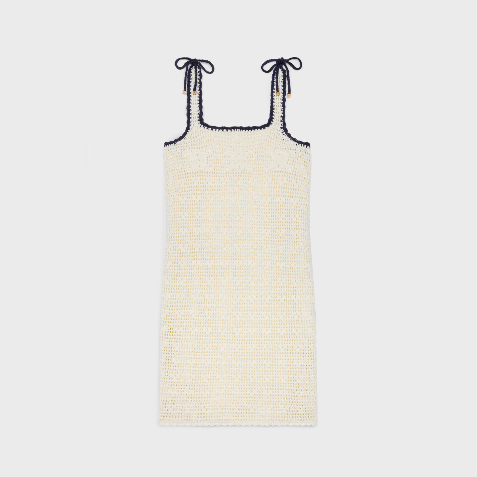 NIGO Celine Women's Summer TRIOMPHE Solid Color Crochet Knitted Cotton Strapless Mini Dress #nigo77319