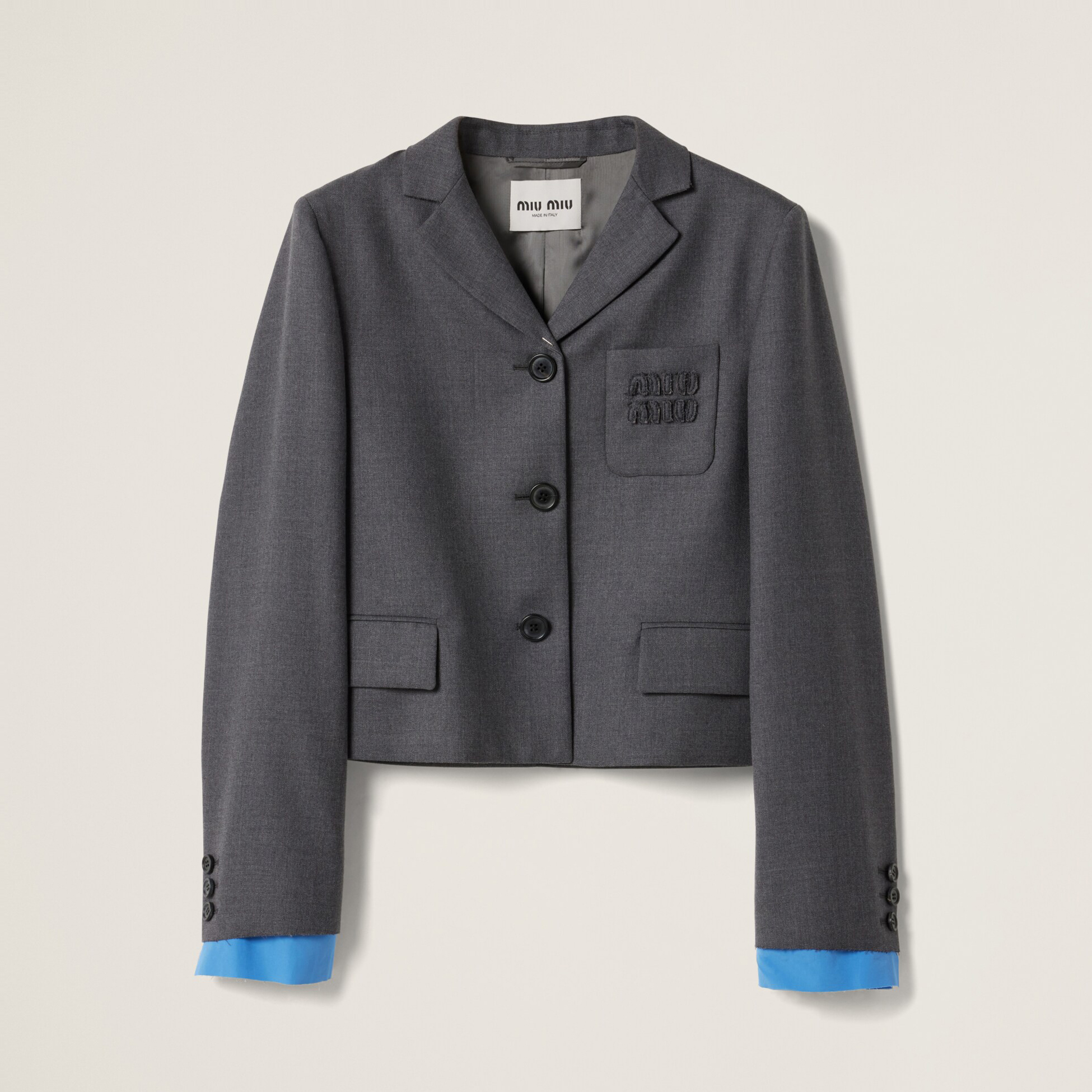 NIGO MiuMiu Women's Solid Color Embroidered Letter Print Single-Breasted Wool Long Sleeve Jacket #nigo77317