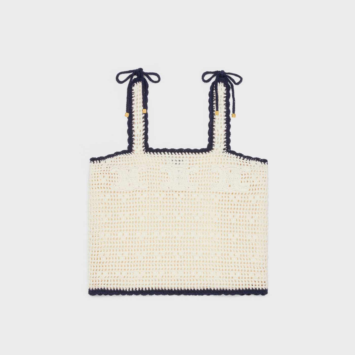 NIGO Celine Women's Summer Solid Color TRIOMPHE Crochet Knit Cotton Short Tank Top #nigo77318