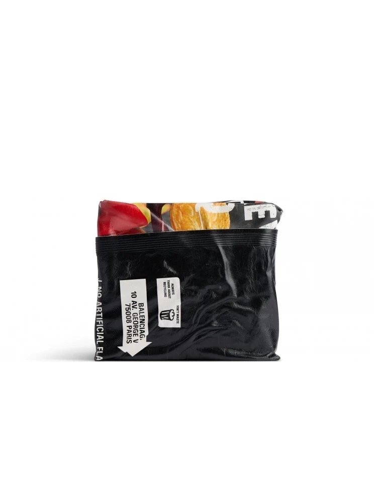 NIGO Balenciaga Chips Black Glossy Cowhide Leather Square Foldable Wallet Card Holder Bag Bags #nigo77299