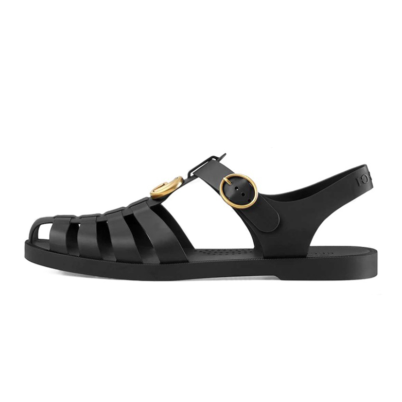 NIGO Gucci Men Women Summer Double G Metal Logo Buckle Roman Rubber Sandals Casual Strappy Flat Shoes #nigo81283