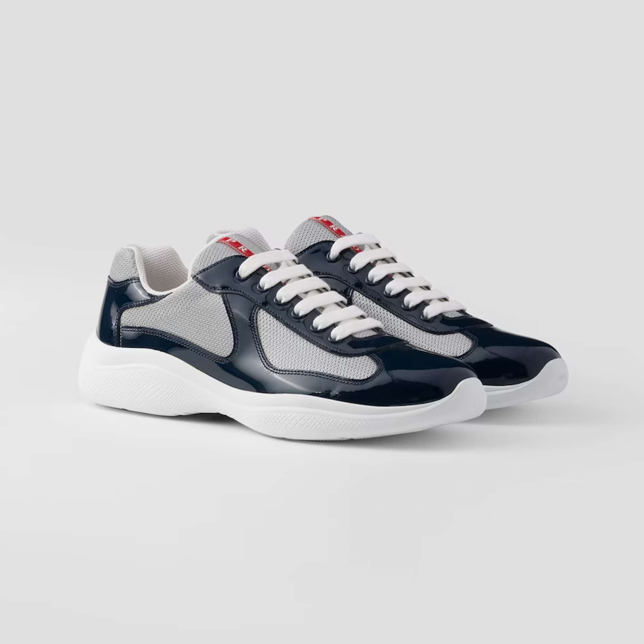 NIGO Prada America's Cup Patent Leather And Fabric Trainers Men's Spring And Summer Colour Blocking Fashion Lace-up Trainers Trend Casual Shoes #nigo81247