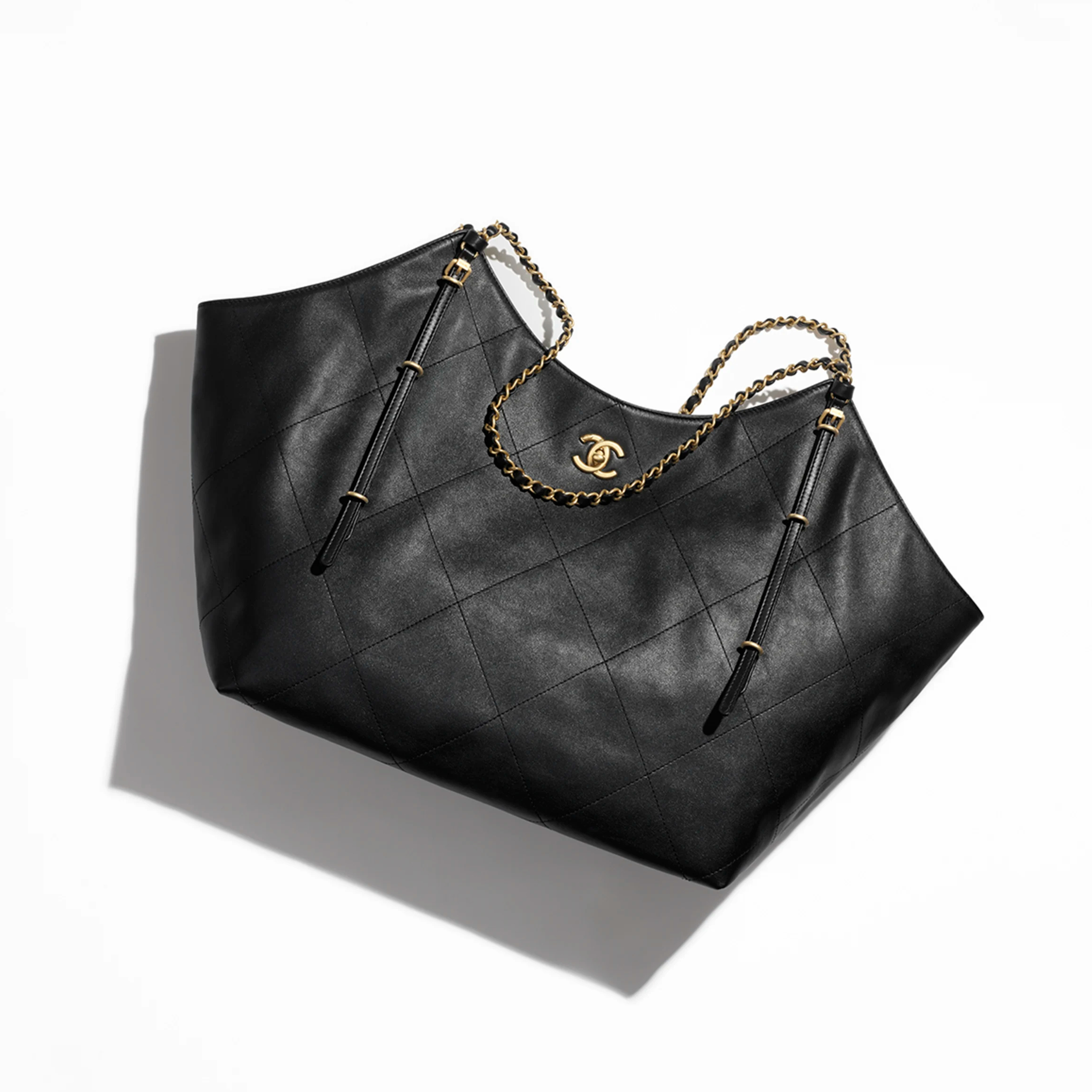 NIGO Chanel Women's MAXI Shopper Pure Color Metallic Accessories Checkered Cowhide Large Tote Bag Bags AS5463-B20565-94305 #nigo81284