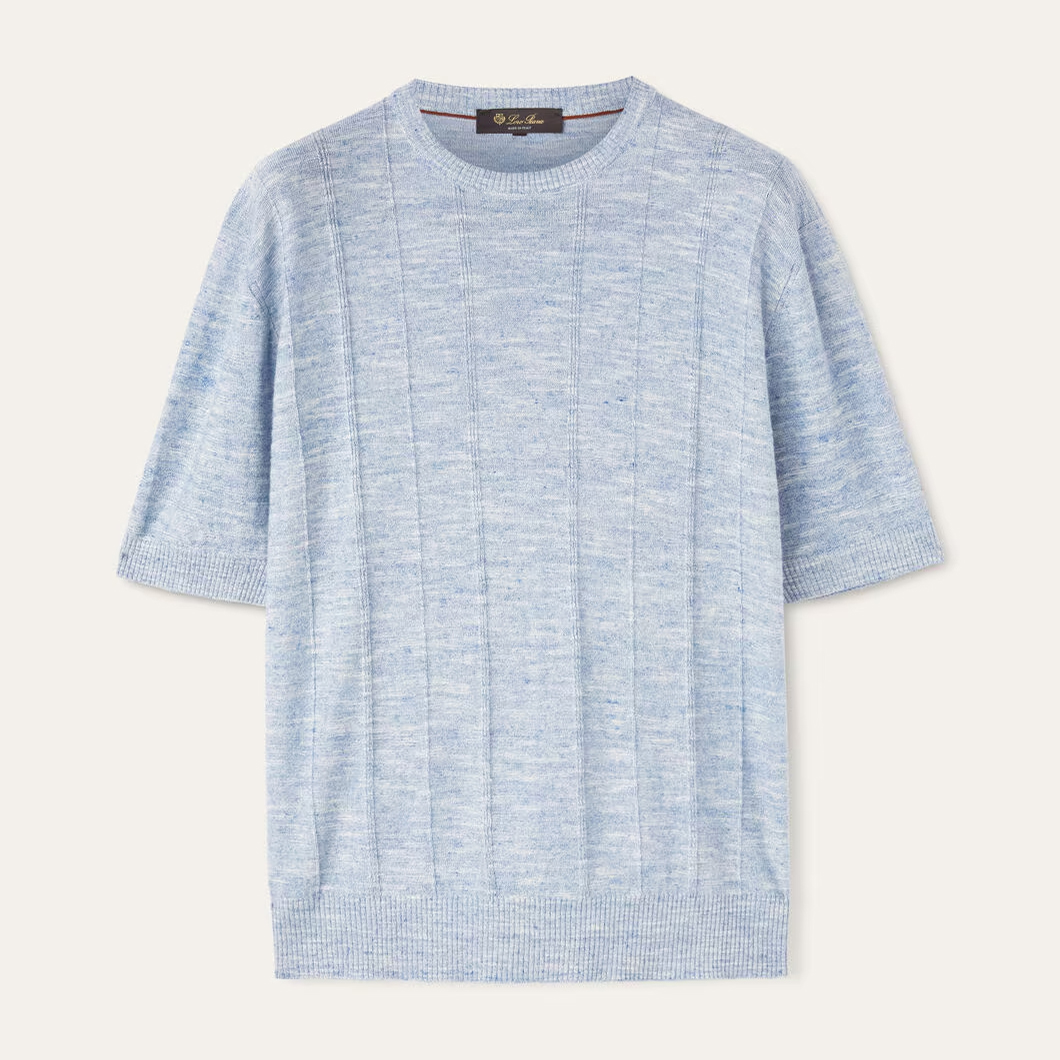 NIGO Loro Piana Men's Spring And Autumn Tori Round Neck Casual Linen Silk Knit Short Sleeve Top T-Shirt Ngvp #nigo1774