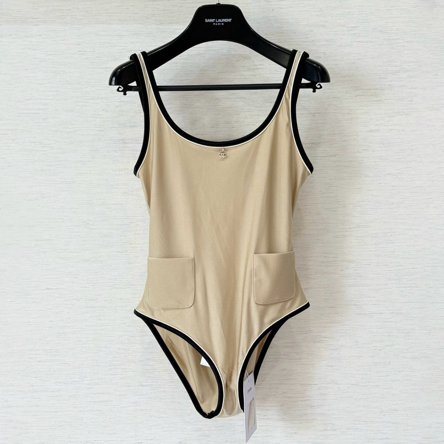NIGO Chanel Women's CoCo Beach Collection Summer Solid Color Stretch Knit One-piece Swimsuit #nigo81291