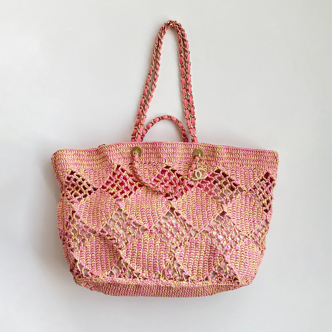 NIGO Chanel Women's CoCo Beach Collection Raffia Woven Shopper Colorblocking Large Small Tote Bag Bags AS4714-B15546-NW425 #nigo81287