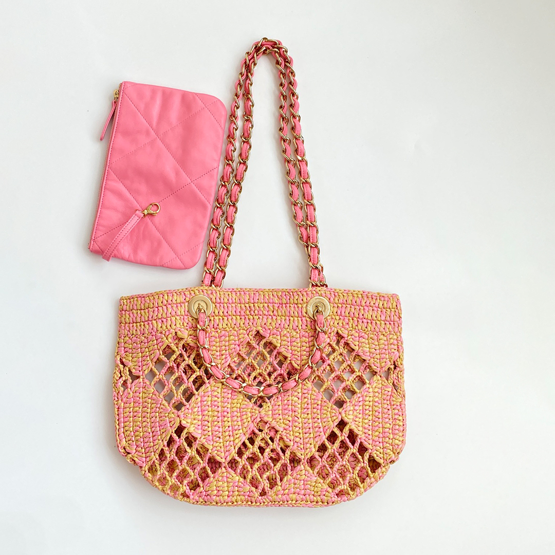 NIGO Chanel Women's CoCo Beach Collection Raffia Woven Shopper Colorblocking Large Small Tote Bag Bags AS4714-B15546-NW425 #nigo81287