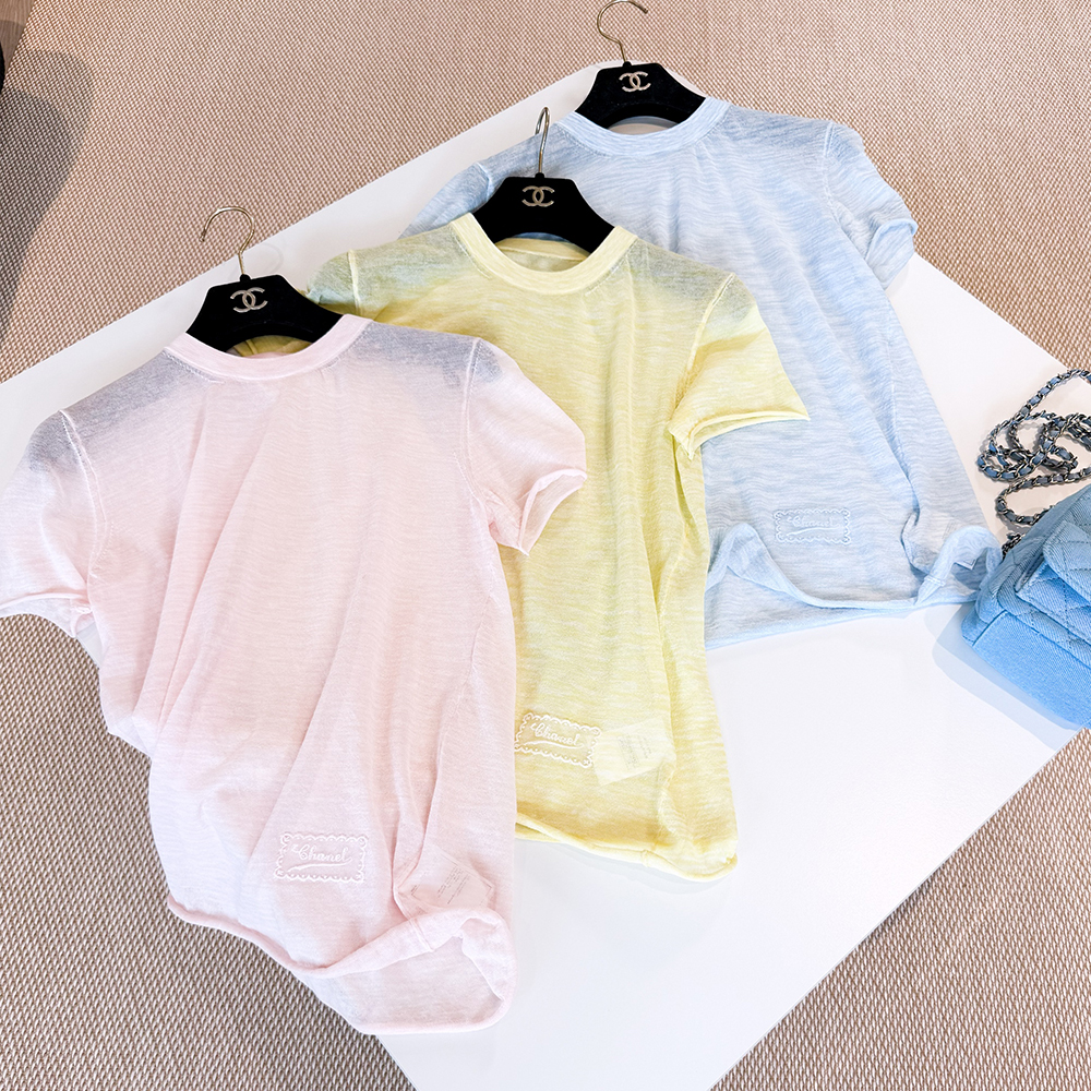 NIGO Chanel Women's Coco Beach Collection Summer Solid Color Embroidery Stretch Knit Short Sleeve T-Shirt #nigo81315