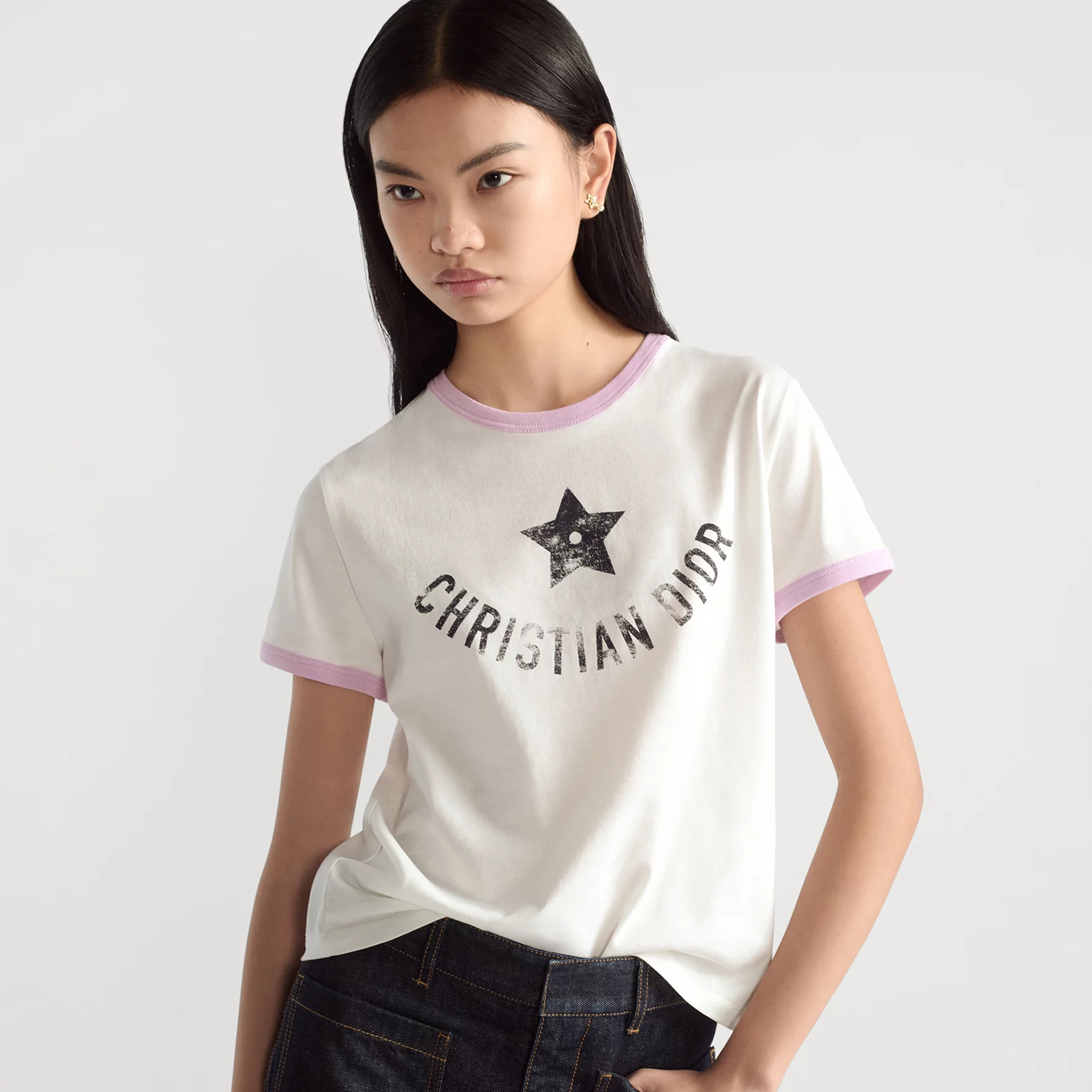 NIGO Dior Women's Dioriviera T-Shirt Summer Cotton Round Neck Short Sleeve Fitted Solid Color Top #nigo81293
