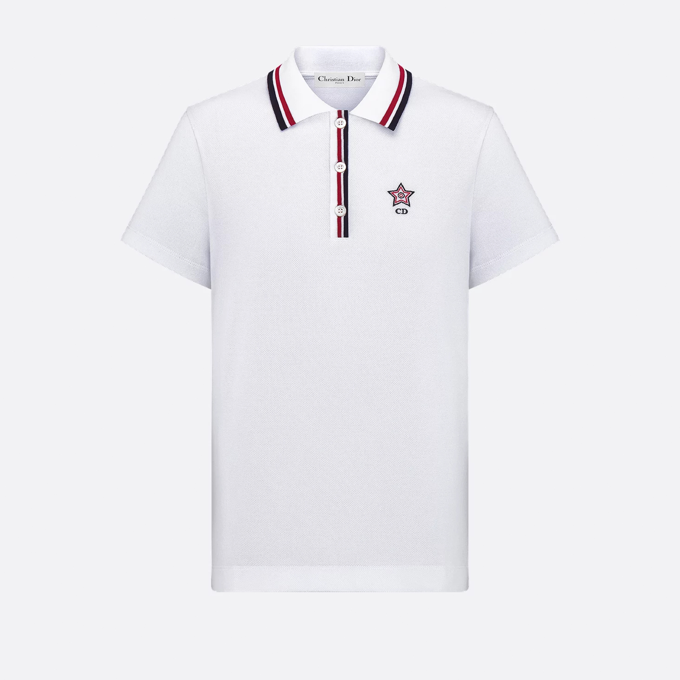 NIGO Dior Women's Spring Summer New Vibe Polo Shirt Three Colours Woven Strap Lapel Button Straight Short Sleeve Top Fashion Tennis Style T-shirt #nigo81361