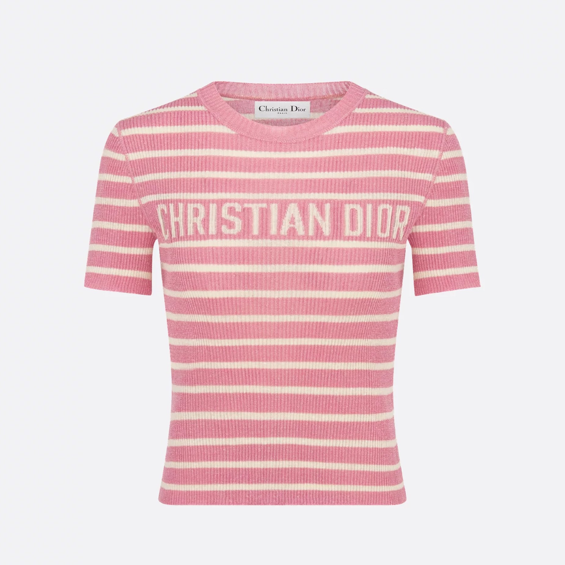 NIGO Dior Women's Dioriviera Spring & Autumn Colorblocked Stripe Silk Linen Blend Short Sleeve Knit Stretch Sweater #nigo81294