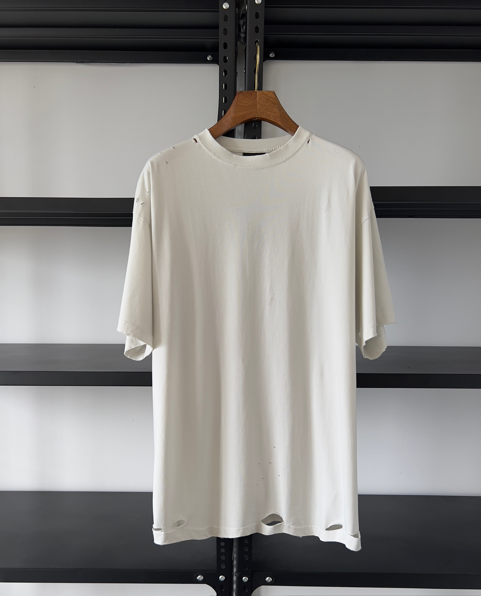 NIGO Balenciaga Men's Women's Summer Retro Back Printed Hole Breaking Round Neck Solid Color Loose Short Sleeve T-Shirt #nigo81296