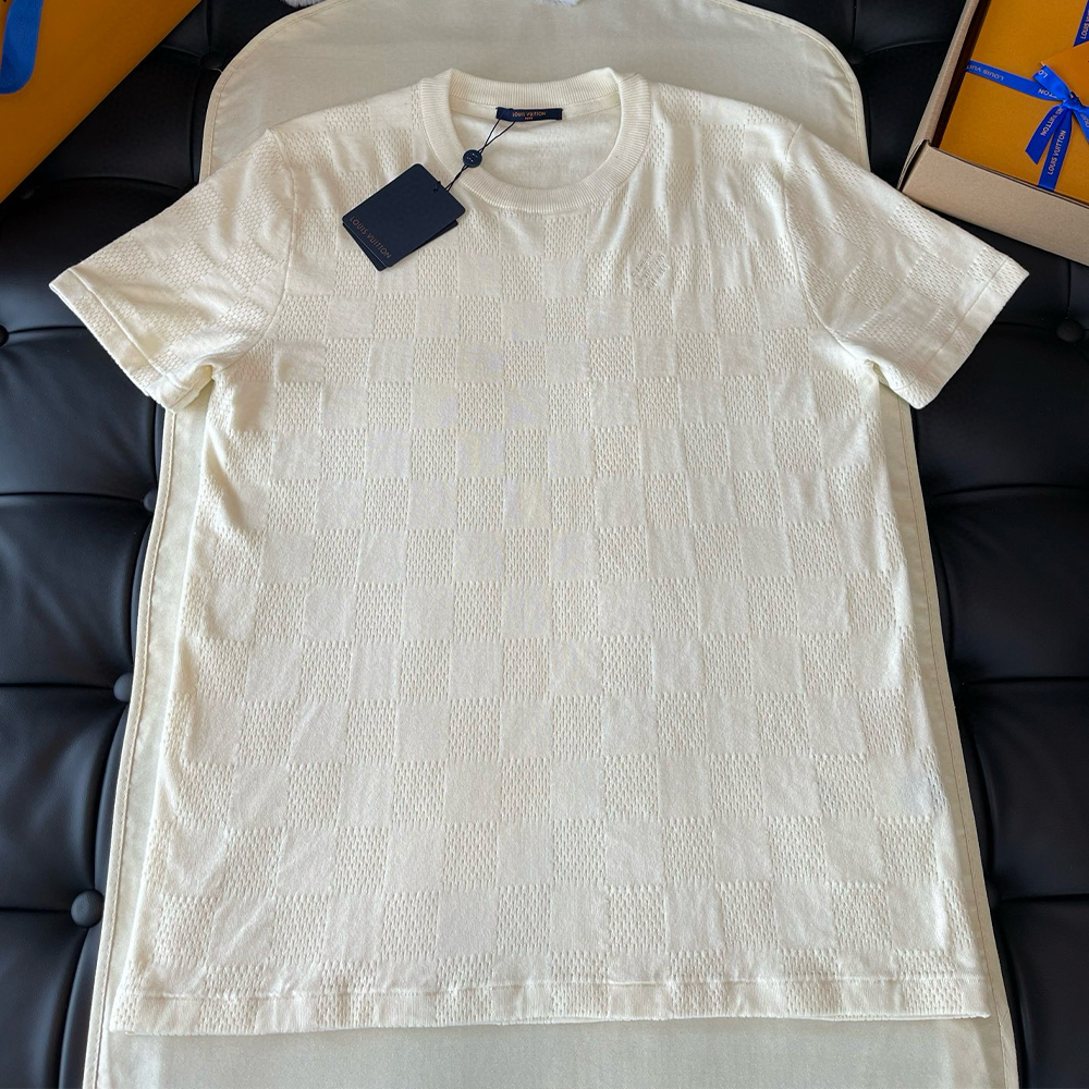 NIGO Louis Vuitton  men's Summer Jacquard Plaid Openwork Knit Fashion Trend Round Neck T-shirt Drawstring Straight Shorts Set Suit #nigo81363