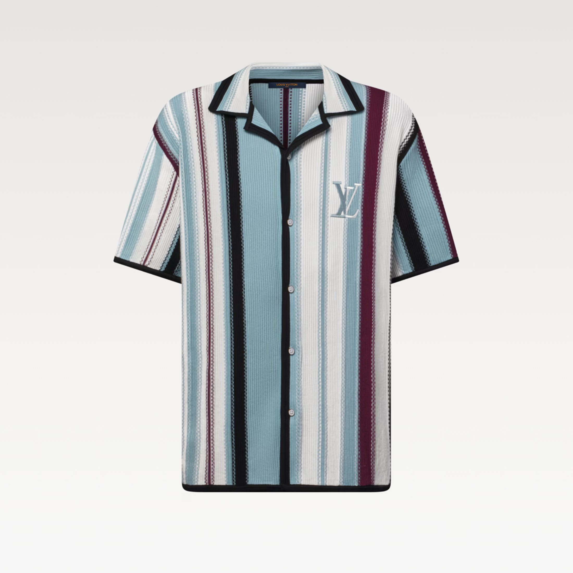 NIGO Louis Vuitton Men's Summer Embroidered Logo Stripe Crochet Single Breasted Short Sleeve Shirt Casual Lace Up Shorts Suit Set #nigo81258