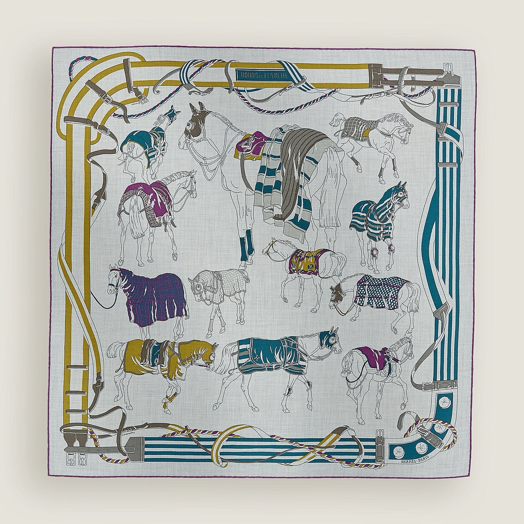 NIGO Hermes Horse Field Competition Show Cashmere Silk Square Scarf Fashion Light Temperament Elegant Silk Scarf Accessories #nigo81257