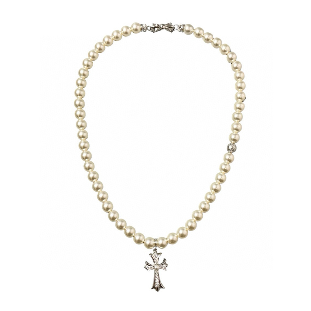 NIGO Chrome Hearts x Mikimoto Vintage High Street Rock Elegant Men Women Pearl Cross Necklace Accessories #nigo81313