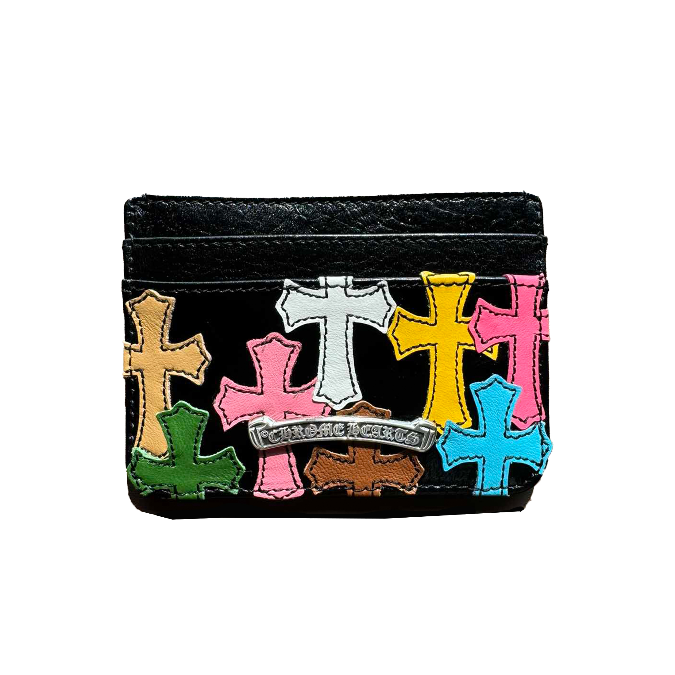 NIGO Chrome Hearts Men's Women's Colourful Cross Card Holder Purses Coin Purse Black Leather Fashion High Street Trend Personalised Wallet Bags Bag #nigo81255
