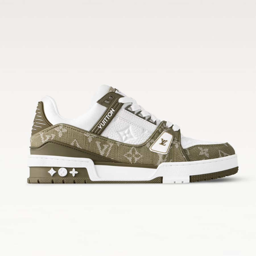 NIGO Louis Vuitton Men's LV Trainer Sneakers Four Seasons Retro Colorblocking Grained Cowhide Leather Mesh Round Toe Lace-Up Low Casual Shoes #nigo81323