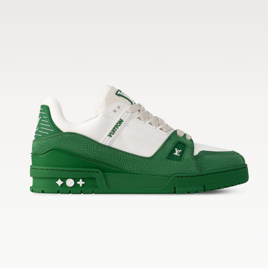 NIGO Louis Vuitton Men's LV Trainer Sneakers Four Seasons Retro Colorblocking Grained Cowhide Leather Mesh Round Toe Lace-Up Low Casual Shoes #nigo81323