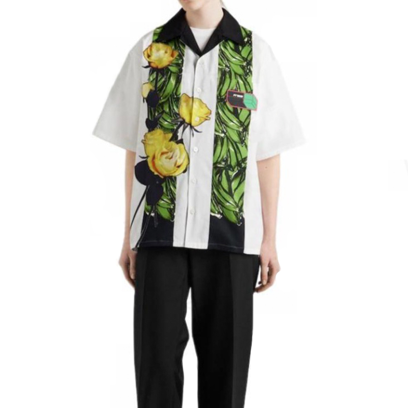 NIGO Prada Men's Women's Summer Colorblocked Floral Logo Printed Cotton Short Sleeve Shirt Ngvp #nigo1777