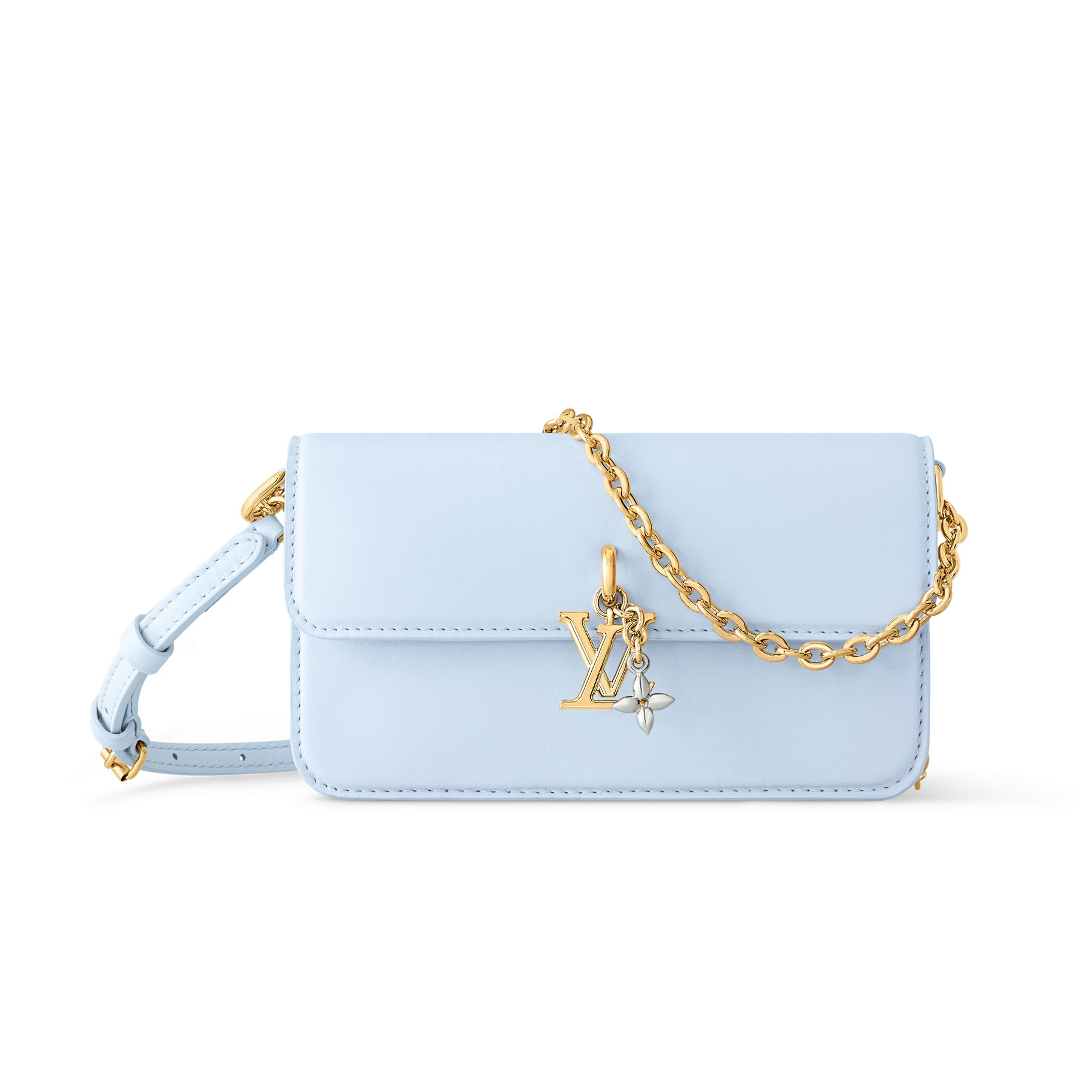 NIGO Louis Vuitton WALLET ON CHAIN LV BLOOM Women's Solid Color Metal Chain Shoulder Strap Cowhide Leather Handbag Single Shoulder Crossbody Bag Bags #nigo77333