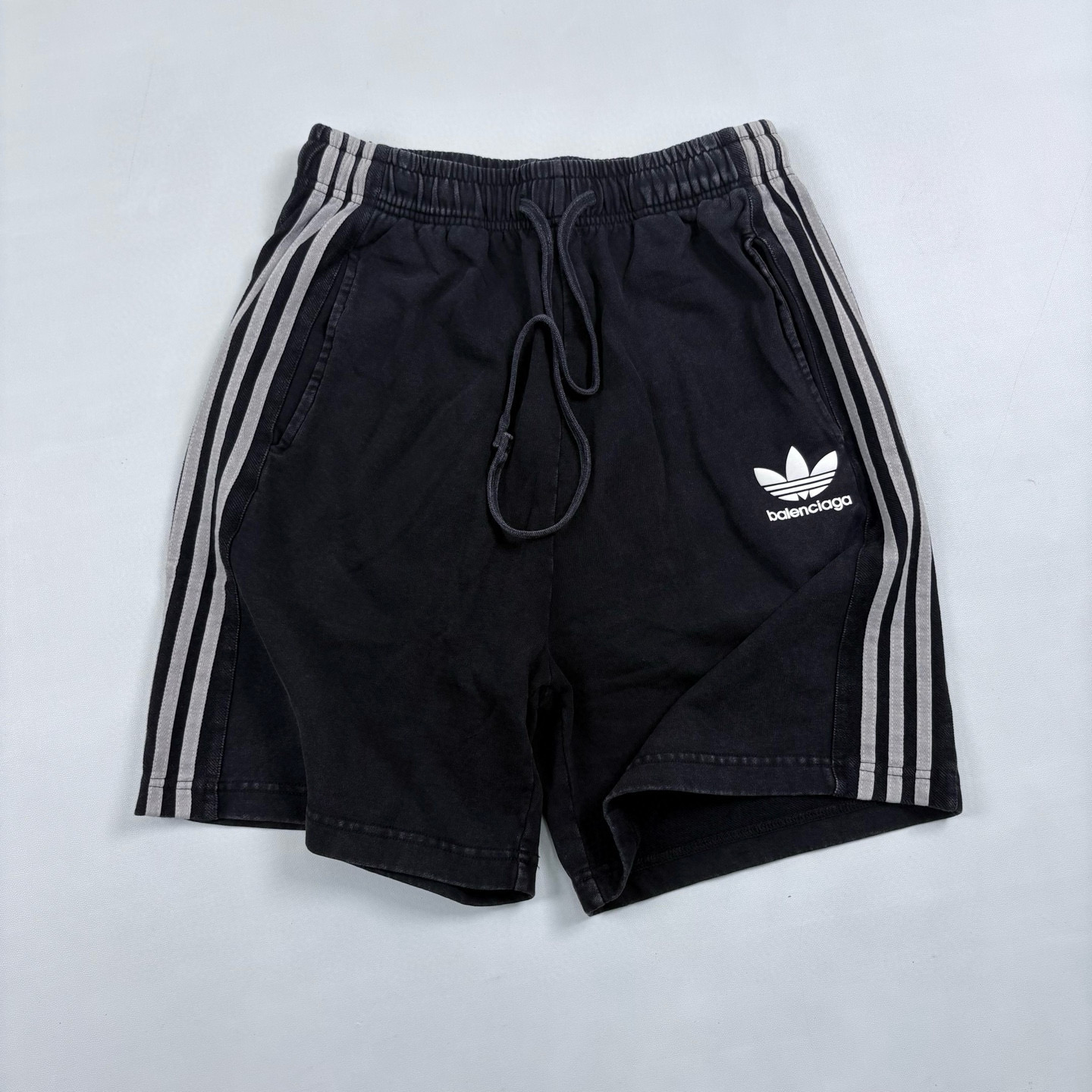 NIGO Balenciaga X Adidas Men's and Women's Summer Solid Color Stretch Waist Tie Cotton Shorts #nigo77323