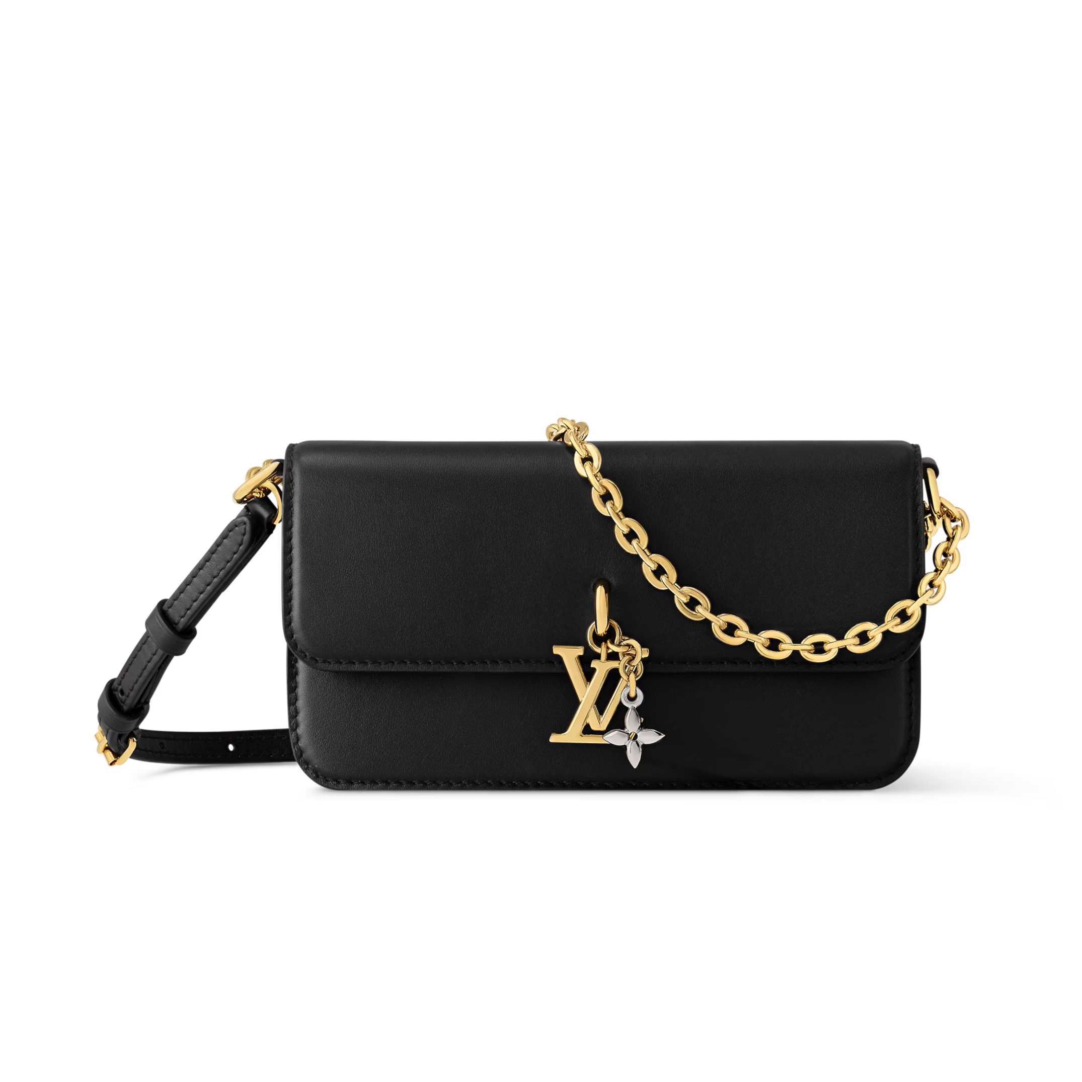 NIGO Louis Vuitton WALLET ON CHAIN LV BLOOM Women's Solid Color Metal Chain Shoulder Strap Cowhide Leather Handbag Single Shoulder Crossbody Bag Bags #nigo77333