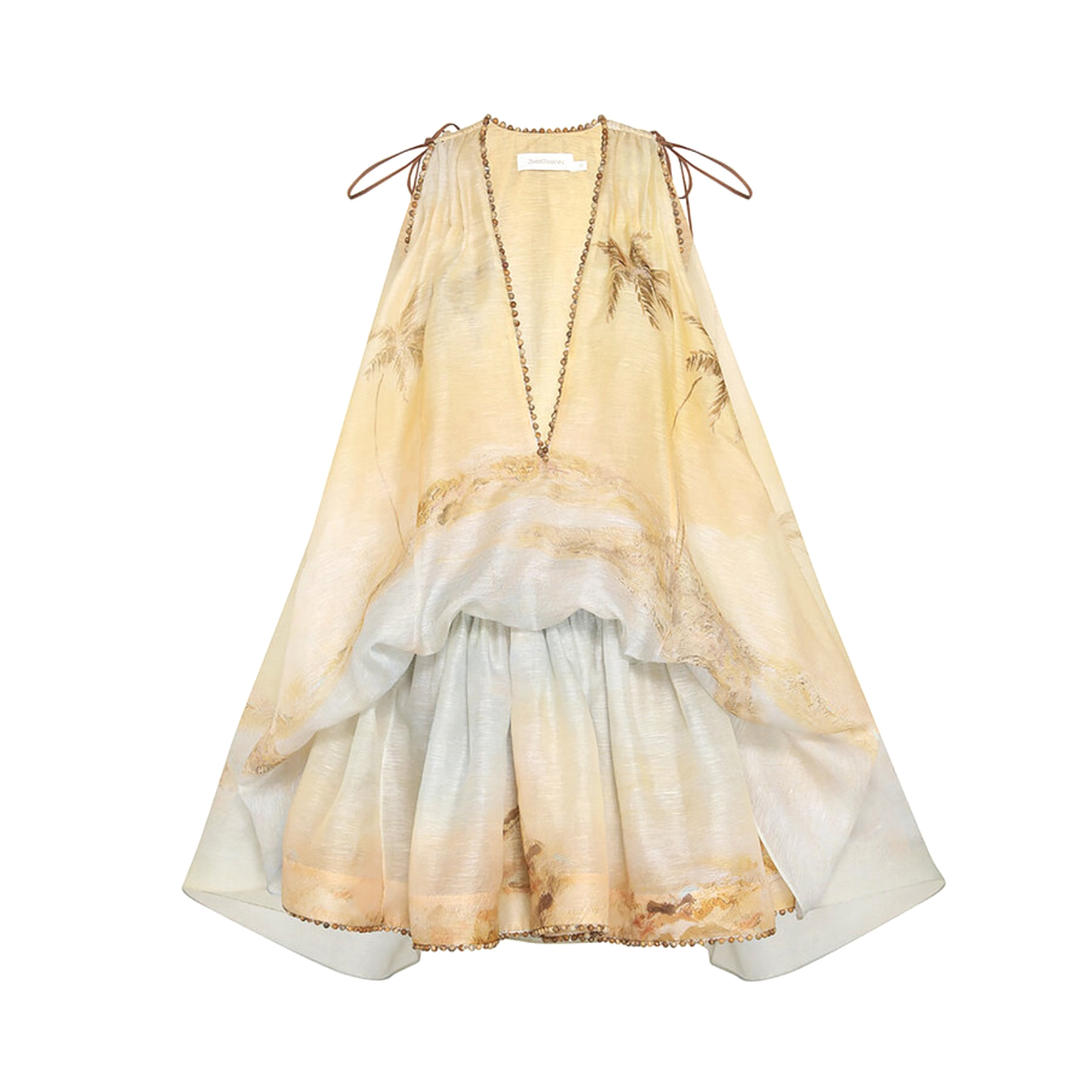 NIGO Zimmermann Women's Summer Solid Color Seascape Pattern Printed V-neck Sleeveless Short Dress #nigo77341