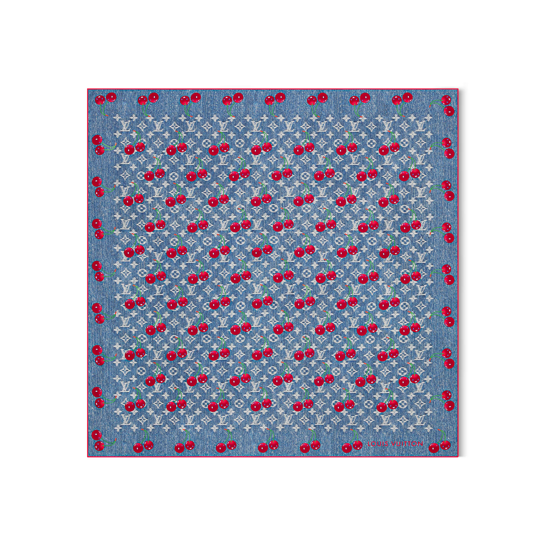 NIGO Louis Vuitton LV x TM MONOGRAM CERISE 90 Women's Cherry Pattern Letter Print Solid Color Pure Silk Square Scarf #nigo77353