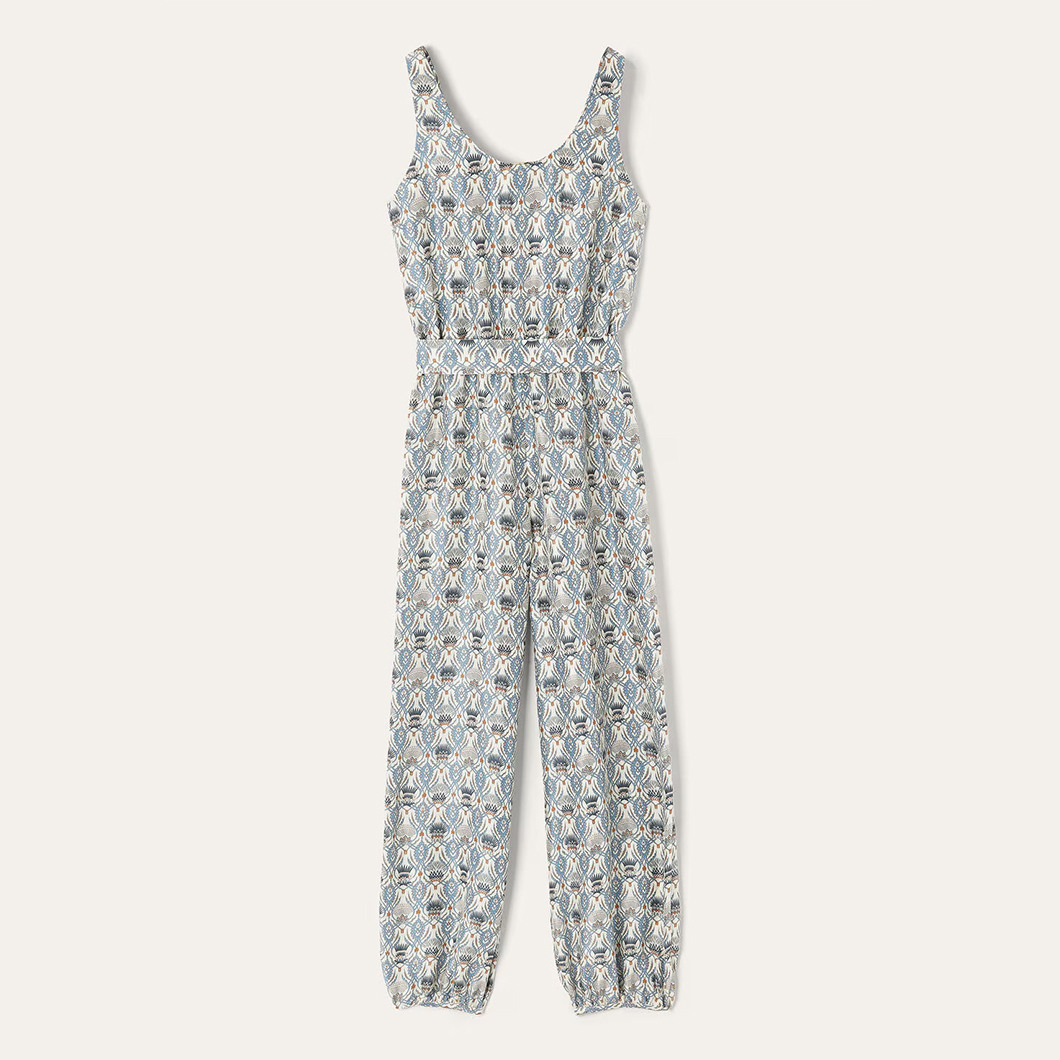 NIGO Loro Piana Women's Four Seasons Round Neck Sleeveless Printed Silk Elastic Waist Wide Leg Pants Nadia Jumpsuit Ngvp #nigo1816