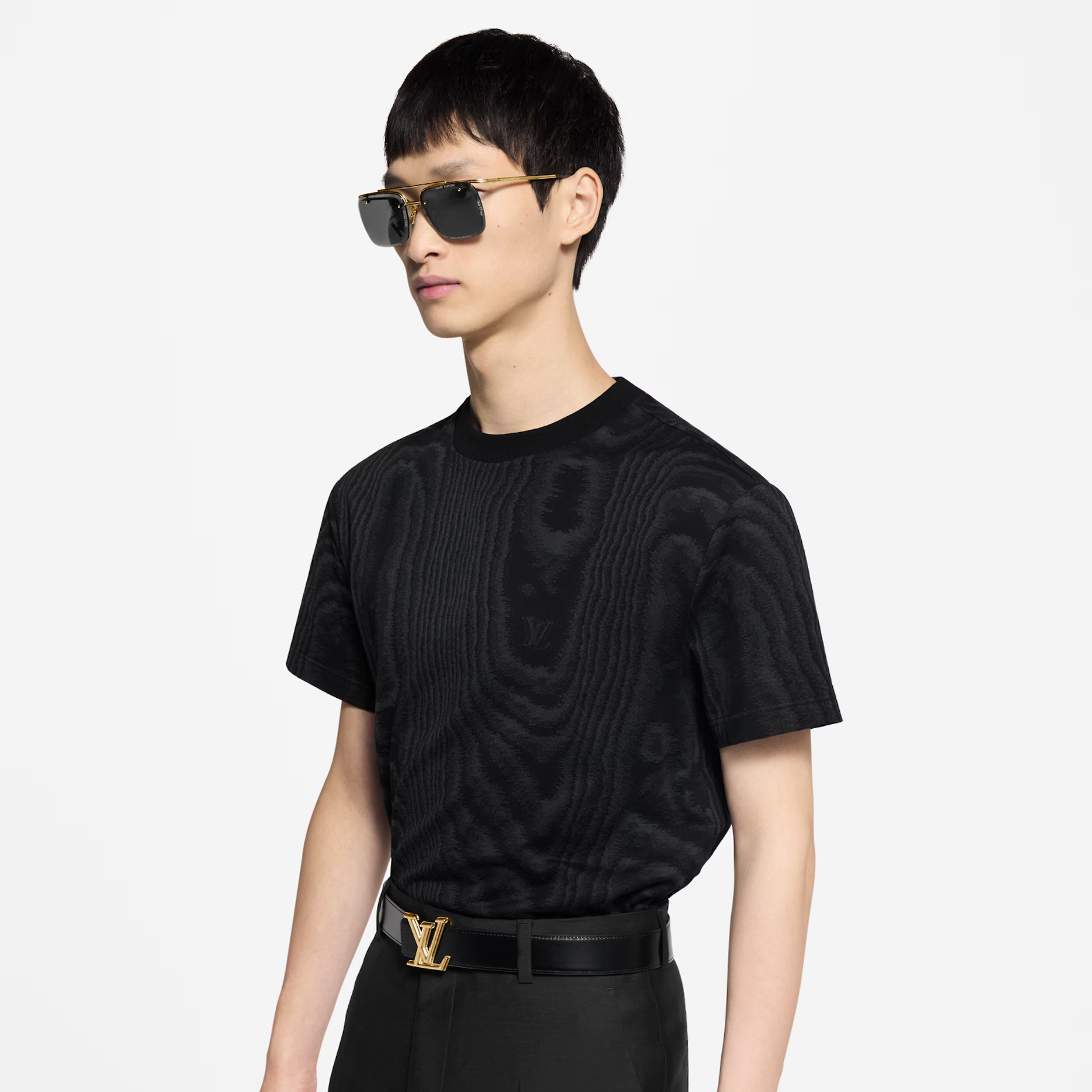 NIGO Louis Vuitton Men's Summer Solid Color Wood Grain Print Round Neck Cotton Short Sleeve T-Shirt #nigo77366