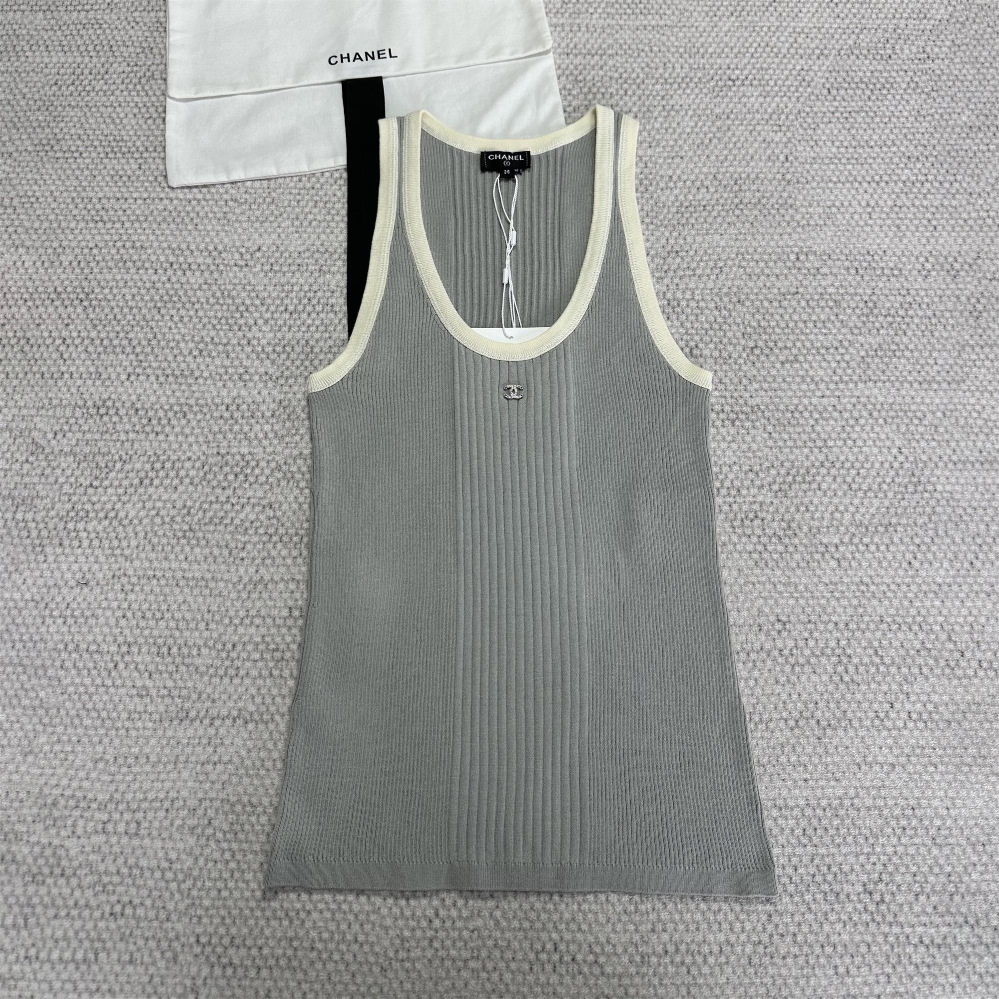 NIGO Chanel Women's Summer Solid Color Cotton Knitted Round Neck Tank Top #nigo77363
