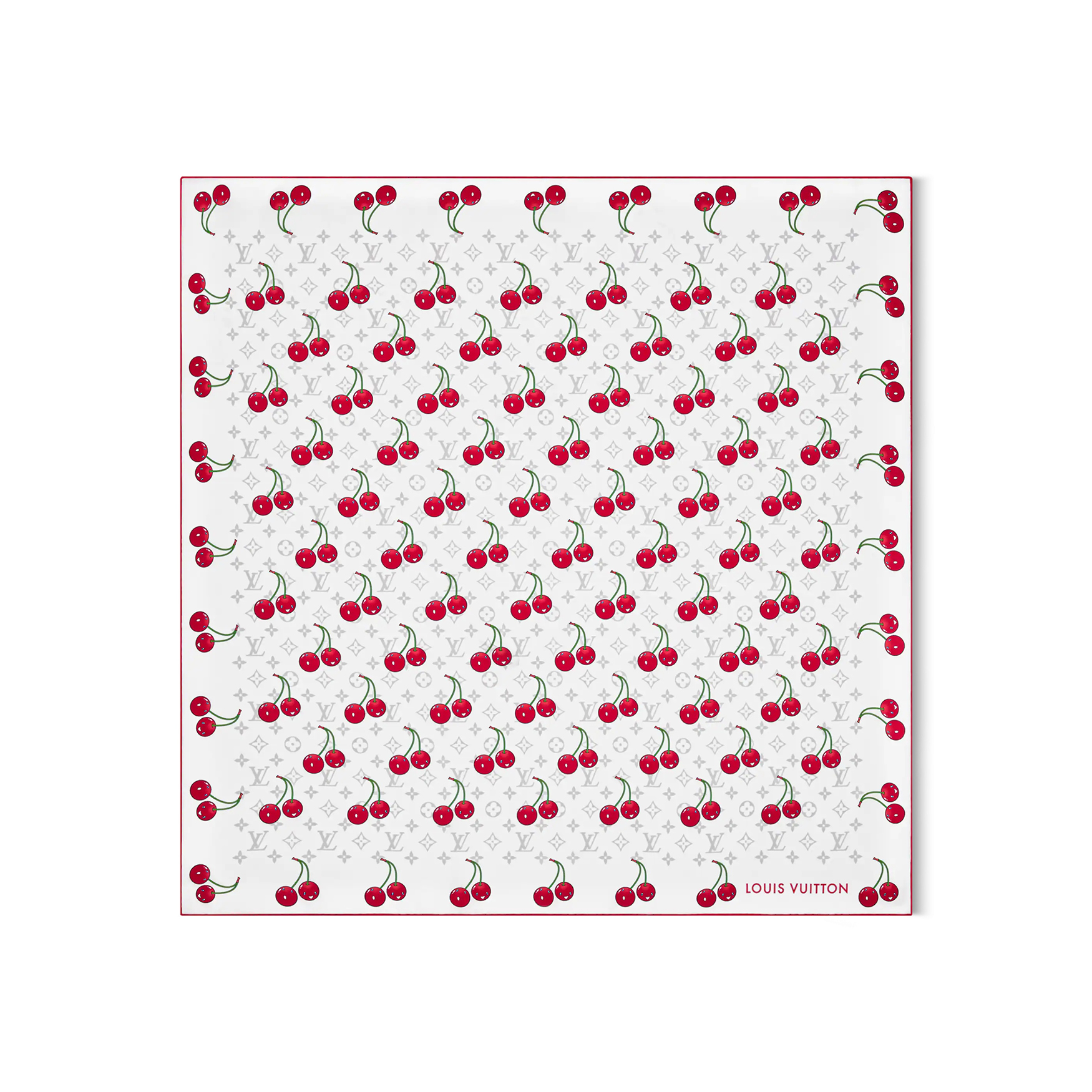 NIGO Louis Vuitton LV x TM MONOGRAM CERISE 90 Women's Cherry Pattern Letter Print Solid Color Pure Silk Square Scarf #nigo77353