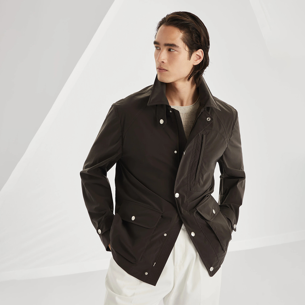 NIGO Brunello Cucinelli Men's Spring And Autumn Solid Color Lapel Long Sleeve Water-Resistant Bonded Cotton Unlined Field Jacket Ngvp #nigo1812