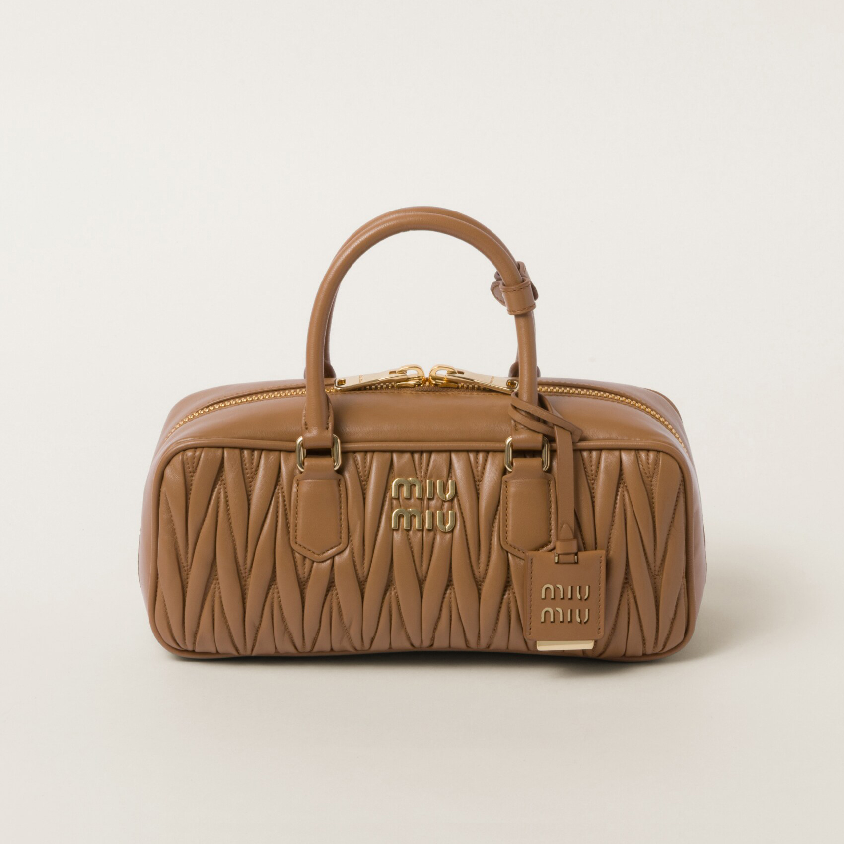 NIGO MiuMiu Arcadie matelassé Women's Solid Color Metal Engraved Logo Zipper Closure Leather Shoulder Bag Crossbody Tote Bags #nigo77354