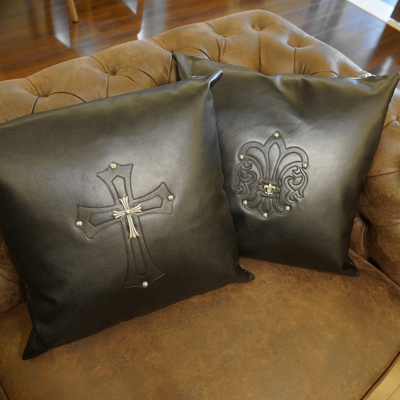 NIGO Chrome Hearts S925 Sterling Silver Cross Cowhide Car Cushion Leather Pillow Lumbar Pillow Living Room Sofa Cushion Accessories #nigo4255