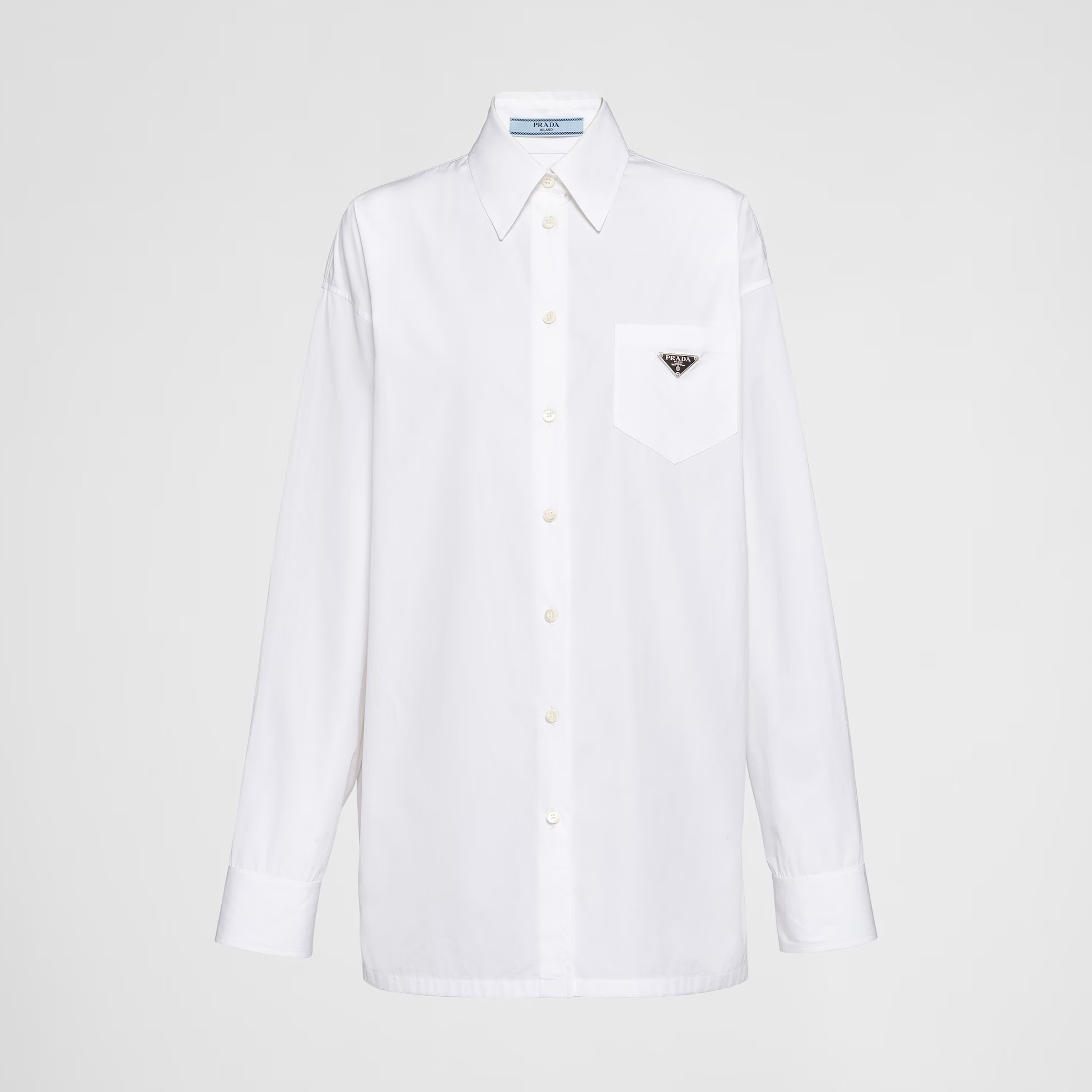 NIGO Prada Men’s Women's Spring/Summer Solid Color Cotton Triangle Label Pocket Single Button Long Sleeve Shirt #nigo77372