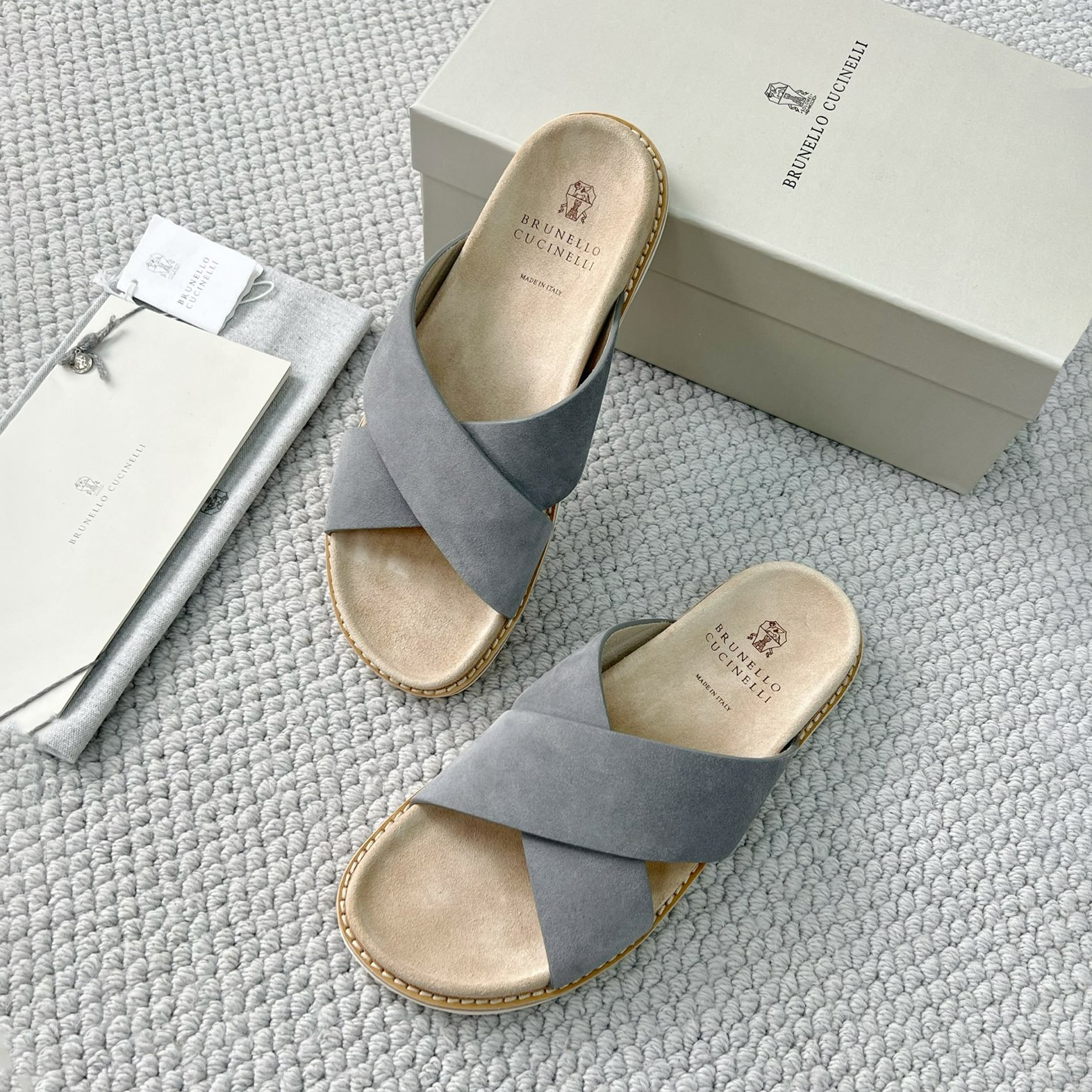 NIGO Brunello Cucinelli Men's Summer Solid Color Suede Leather Sandals Slippers Shoes #nigo77385