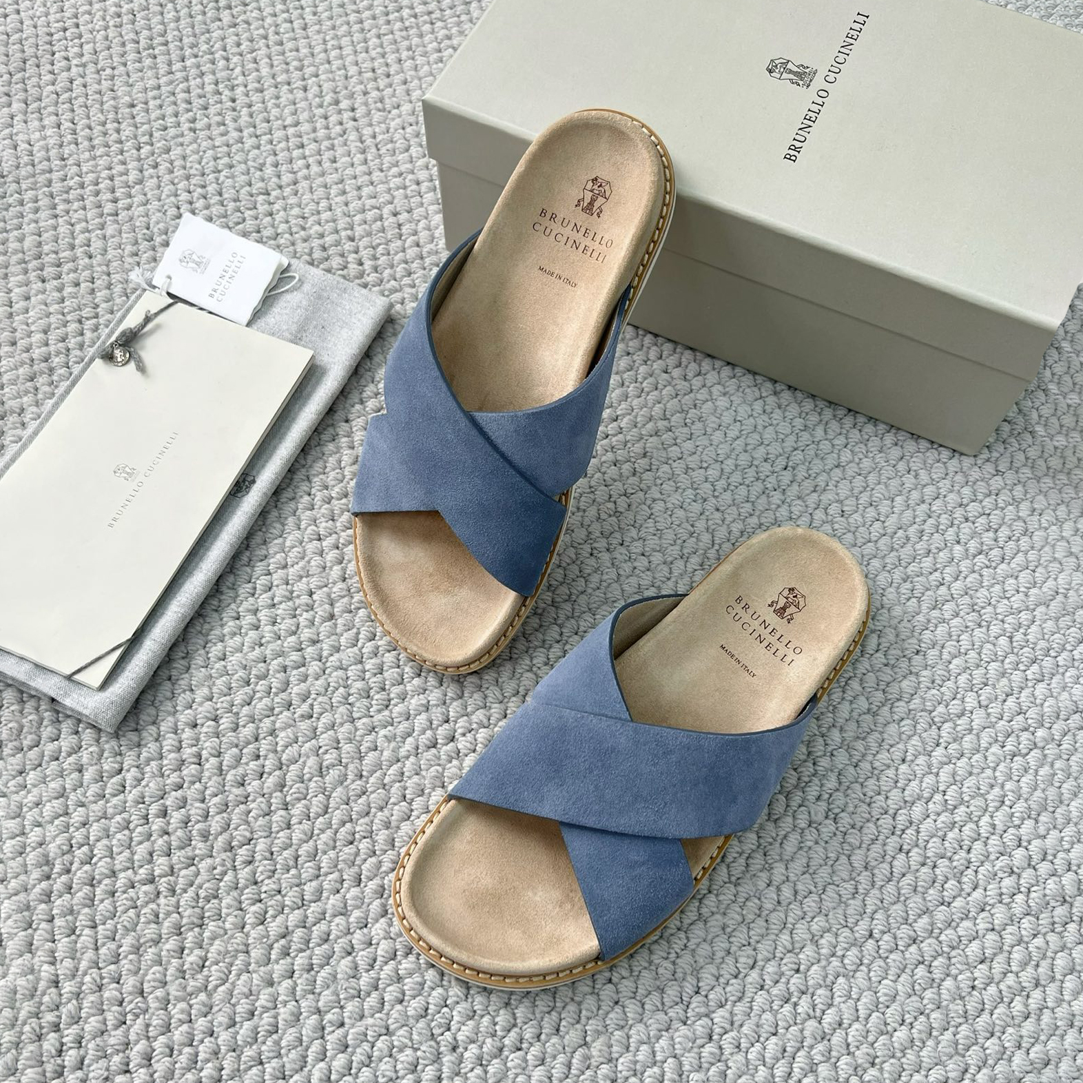 NIGO Brunello Cucinelli Men's Summer Solid Color Suede Leather Sandals Slippers Shoes #nigo77385