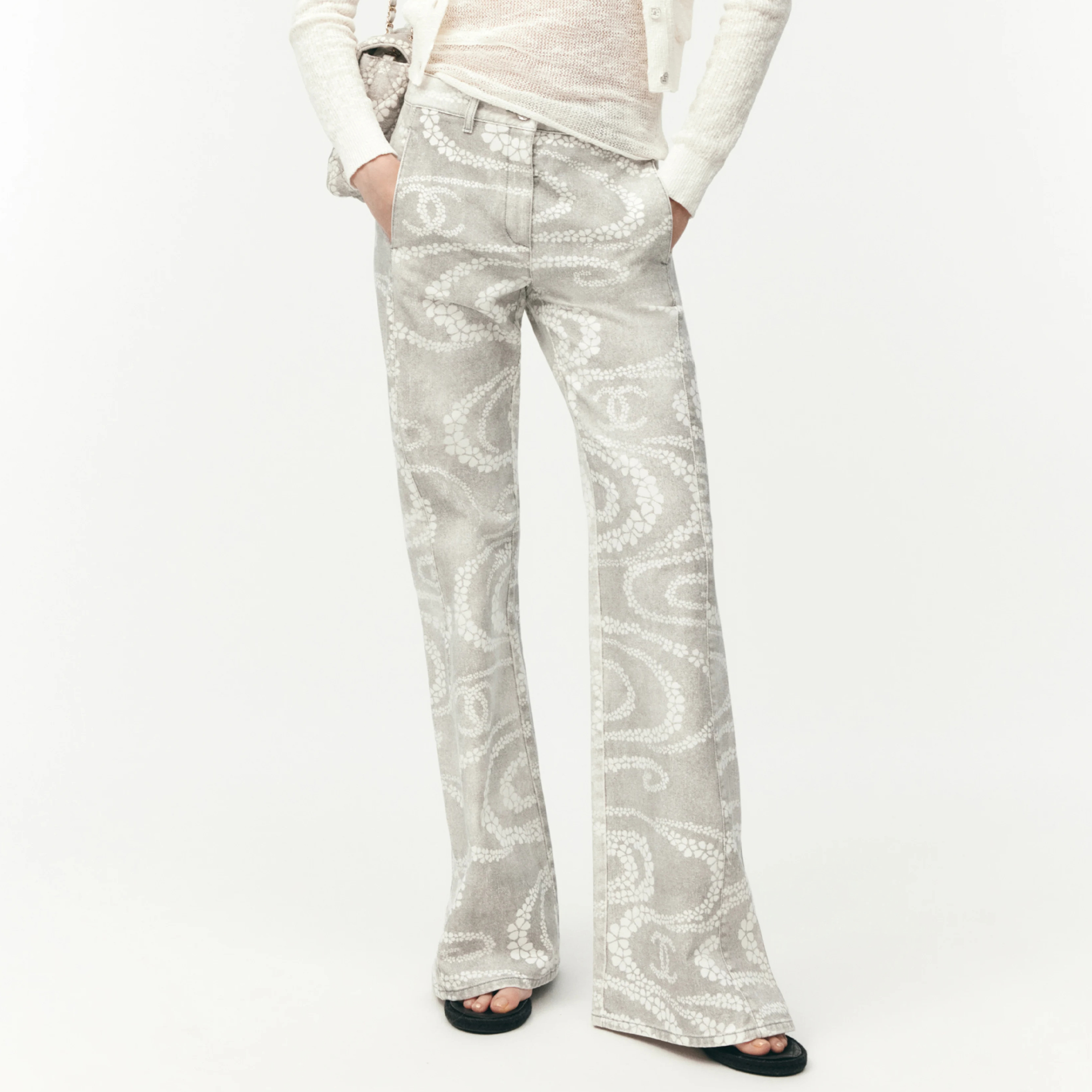 NIGO Chanel Women's Coco Beach Ready-to-wear Collection Wave Print Micro Flare Pants Fashionable Temperament Elegant Low-rise Jeans Ngvp #nigo1734